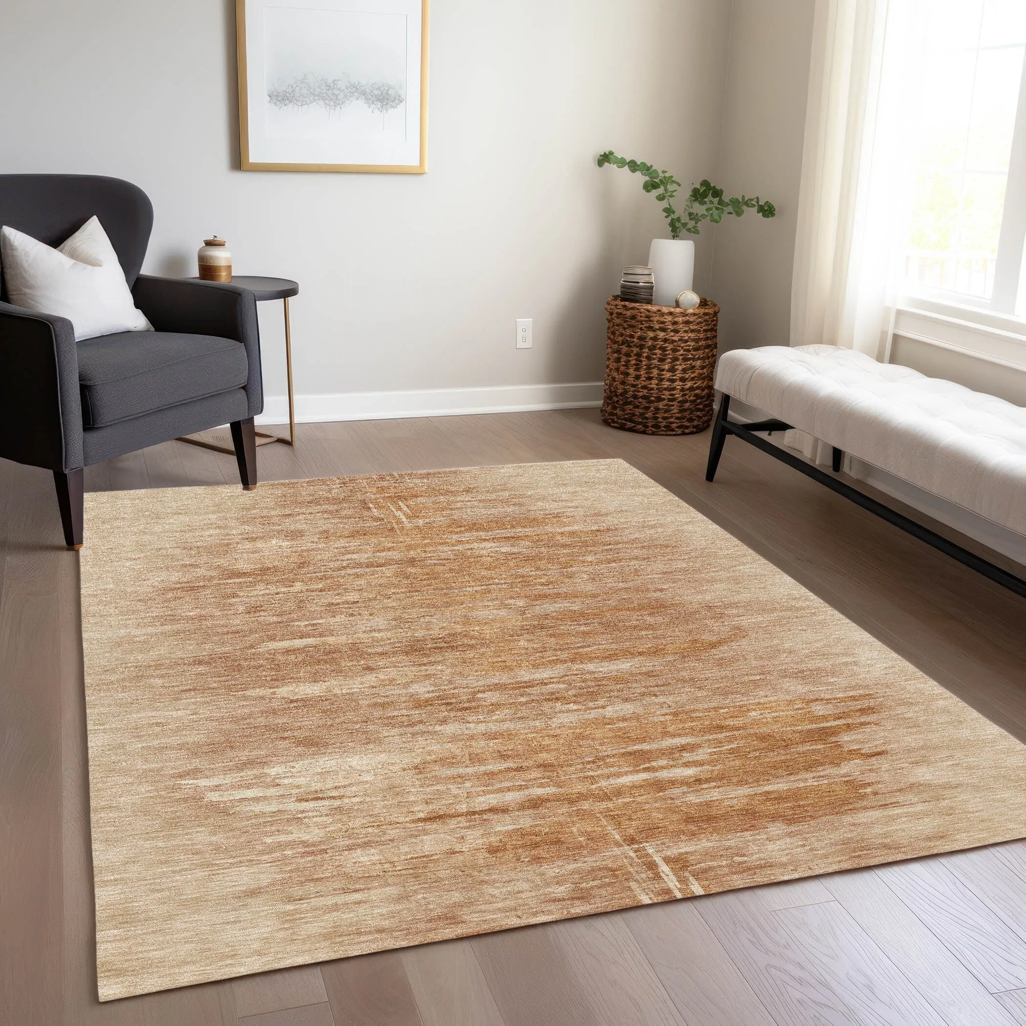 Machine Washable Indoor/ Outdoor Chantille Solid Ombre Rug