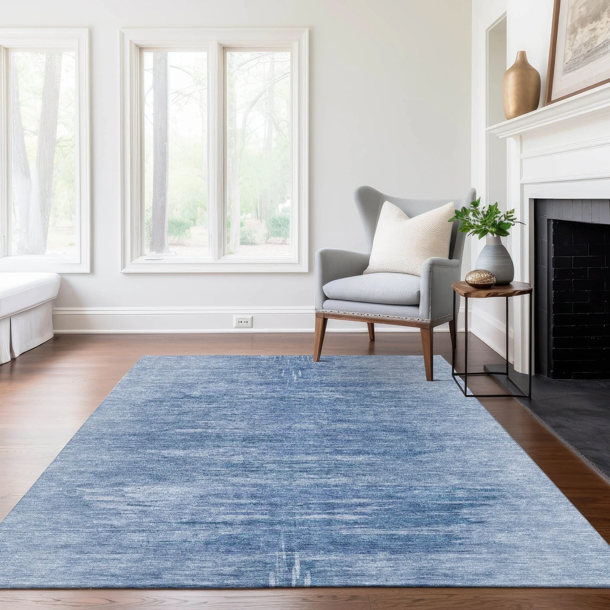 Machine Washable Indoor/ Outdoor Chantille Solid Ombre Rug