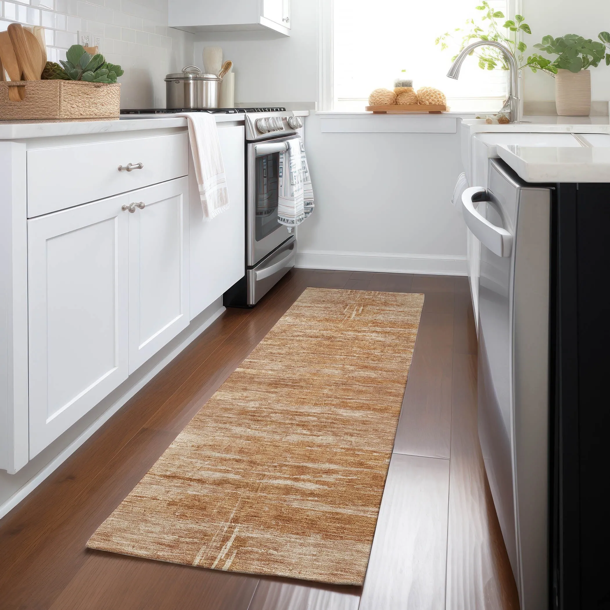 Machine Washable Indoor/ Outdoor Chantille Solid Ombre Rug