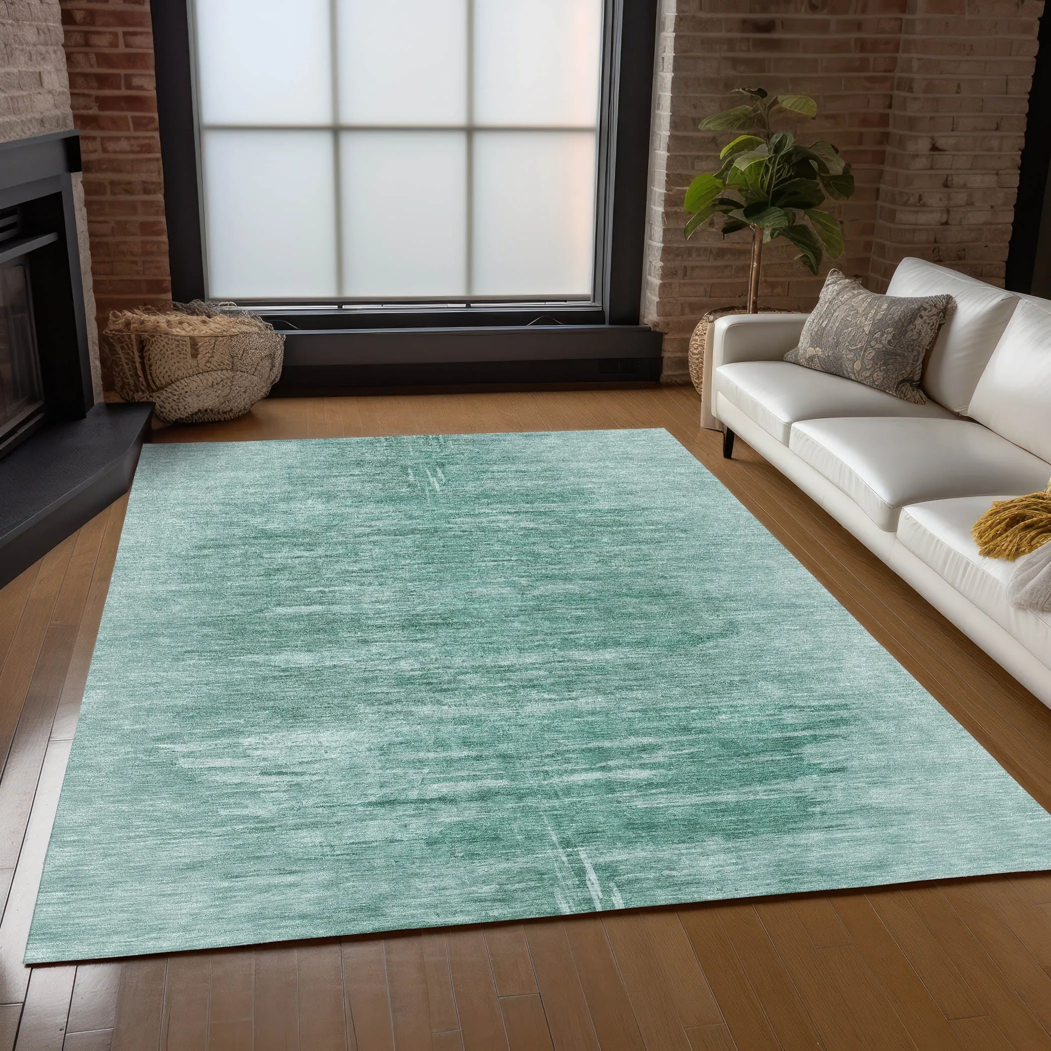 Machine Washable Indoor/ Outdoor Chantille Solid Ombre Rug