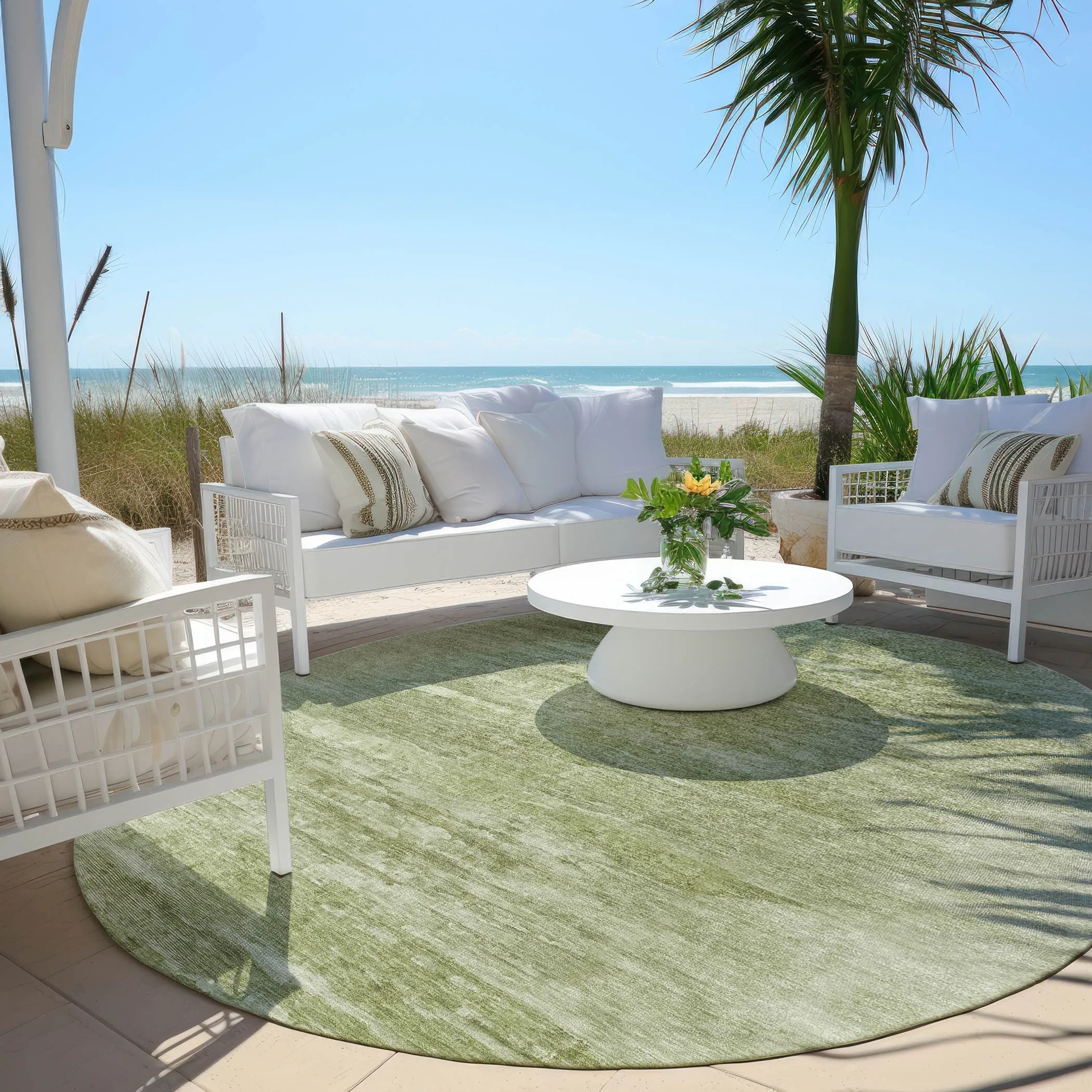 Machine Washable Indoor/ Outdoor Chantille Solid Ombre Rug