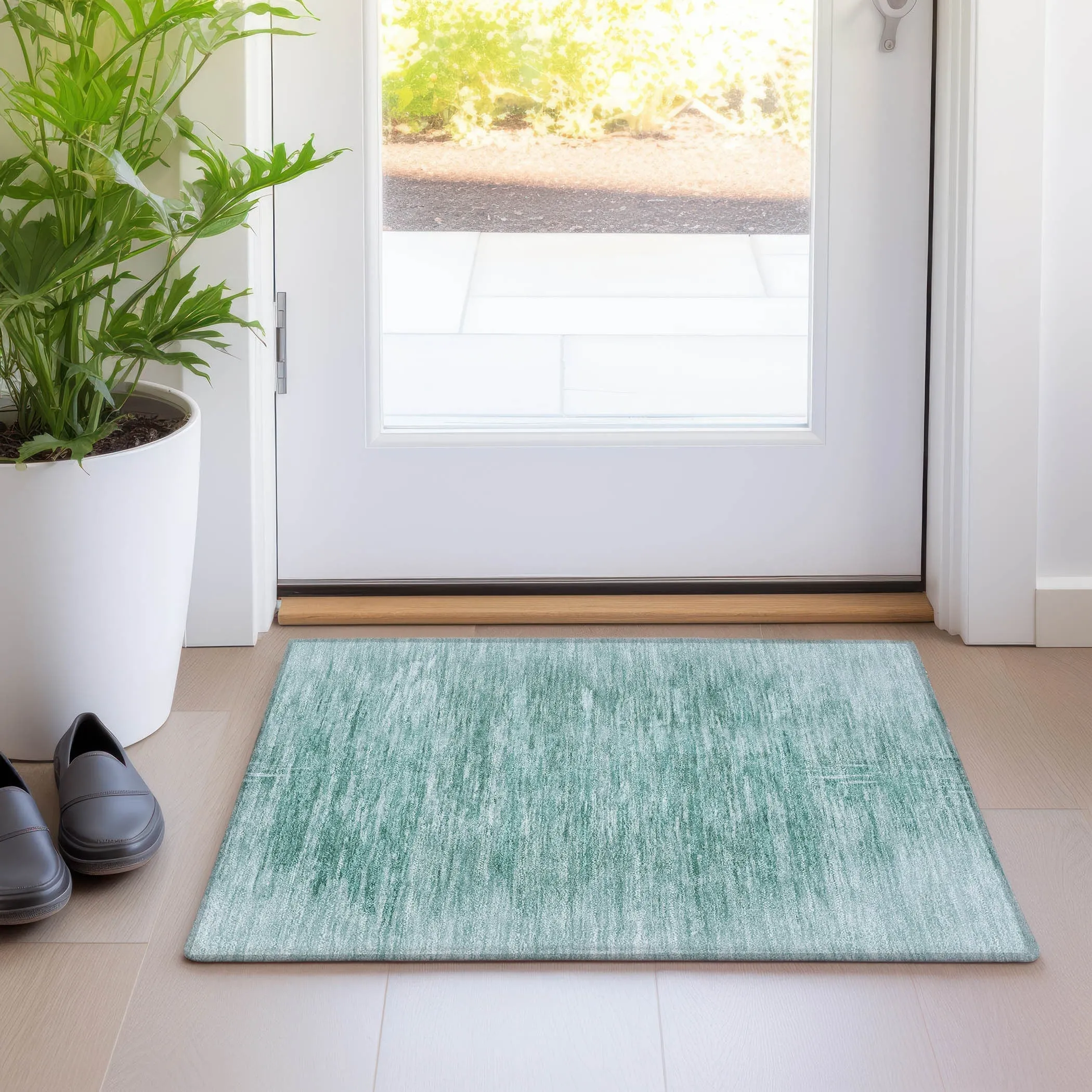 Machine Washable Indoor/ Outdoor Chantille Solid Ombre Rug