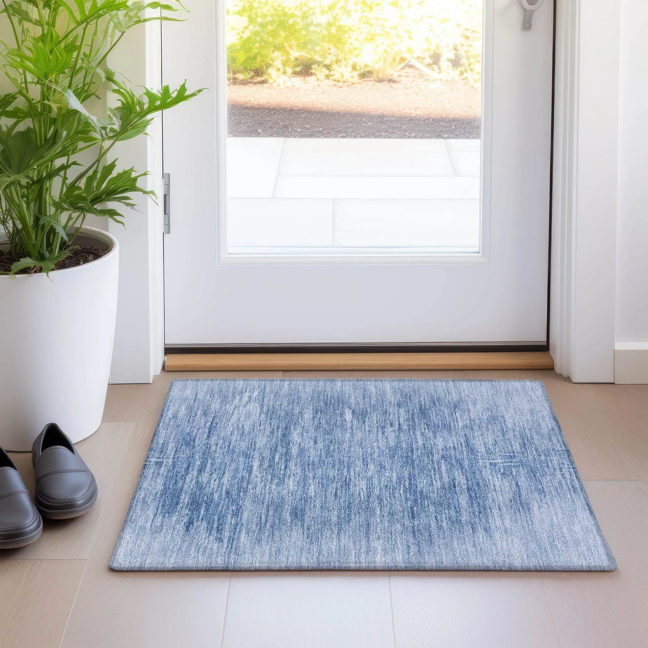 Machine Washable Indoor/ Outdoor Chantille Solid Ombre Rug