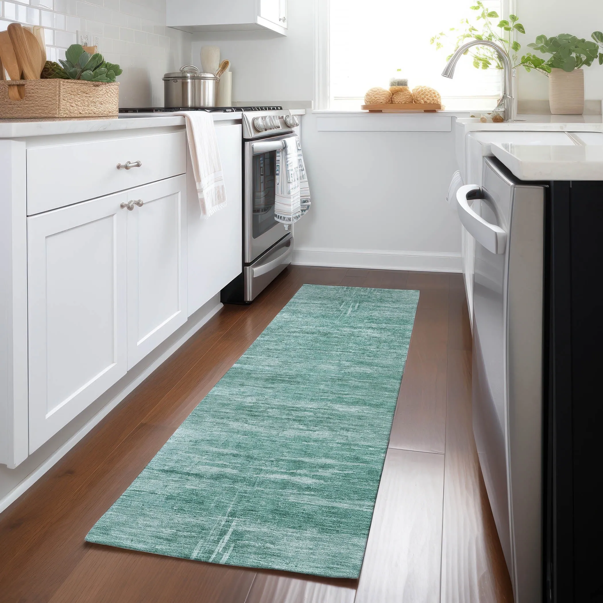 Machine Washable Indoor/ Outdoor Chantille Solid Ombre Rug
