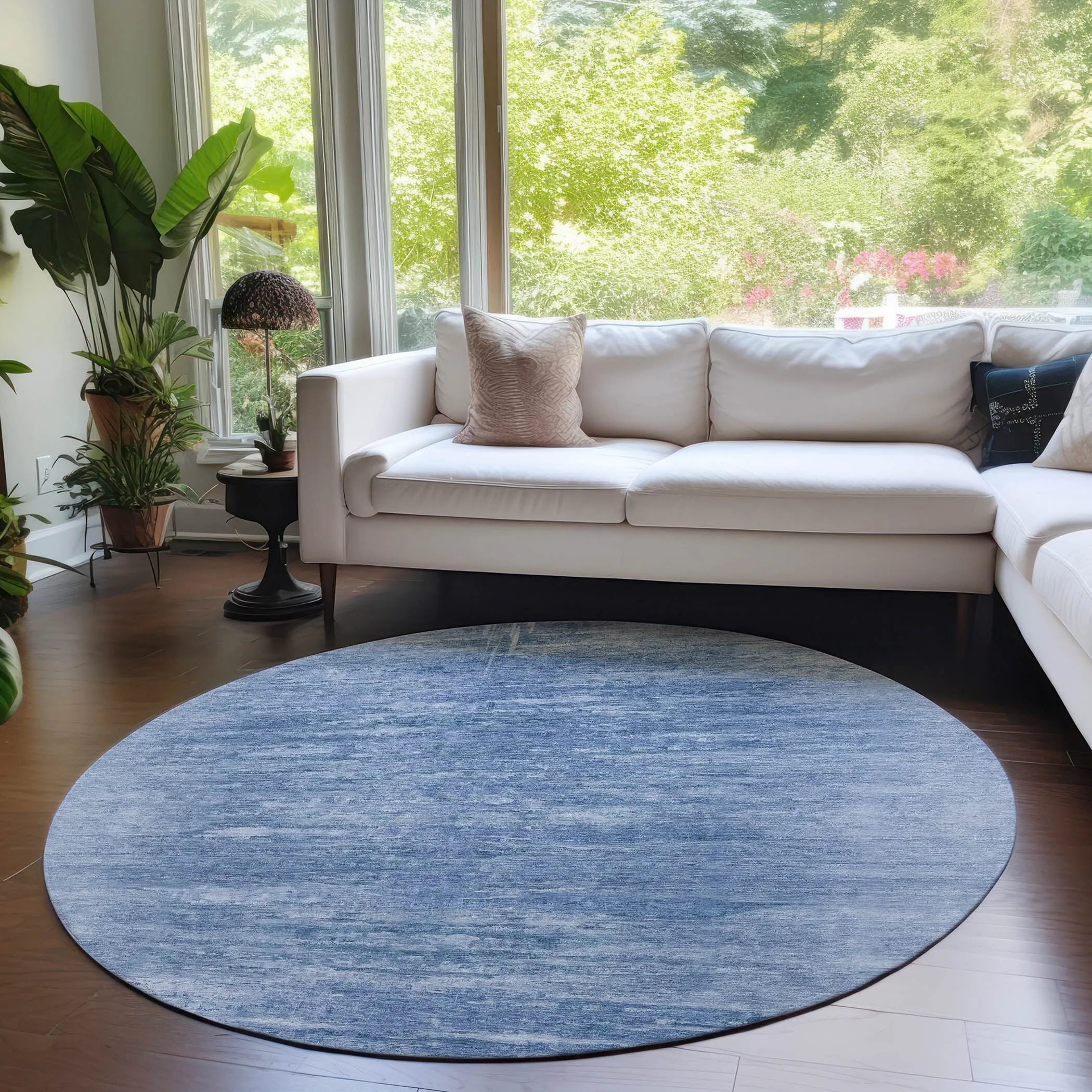 Machine Washable Indoor/ Outdoor Chantille Solid Ombre Rug