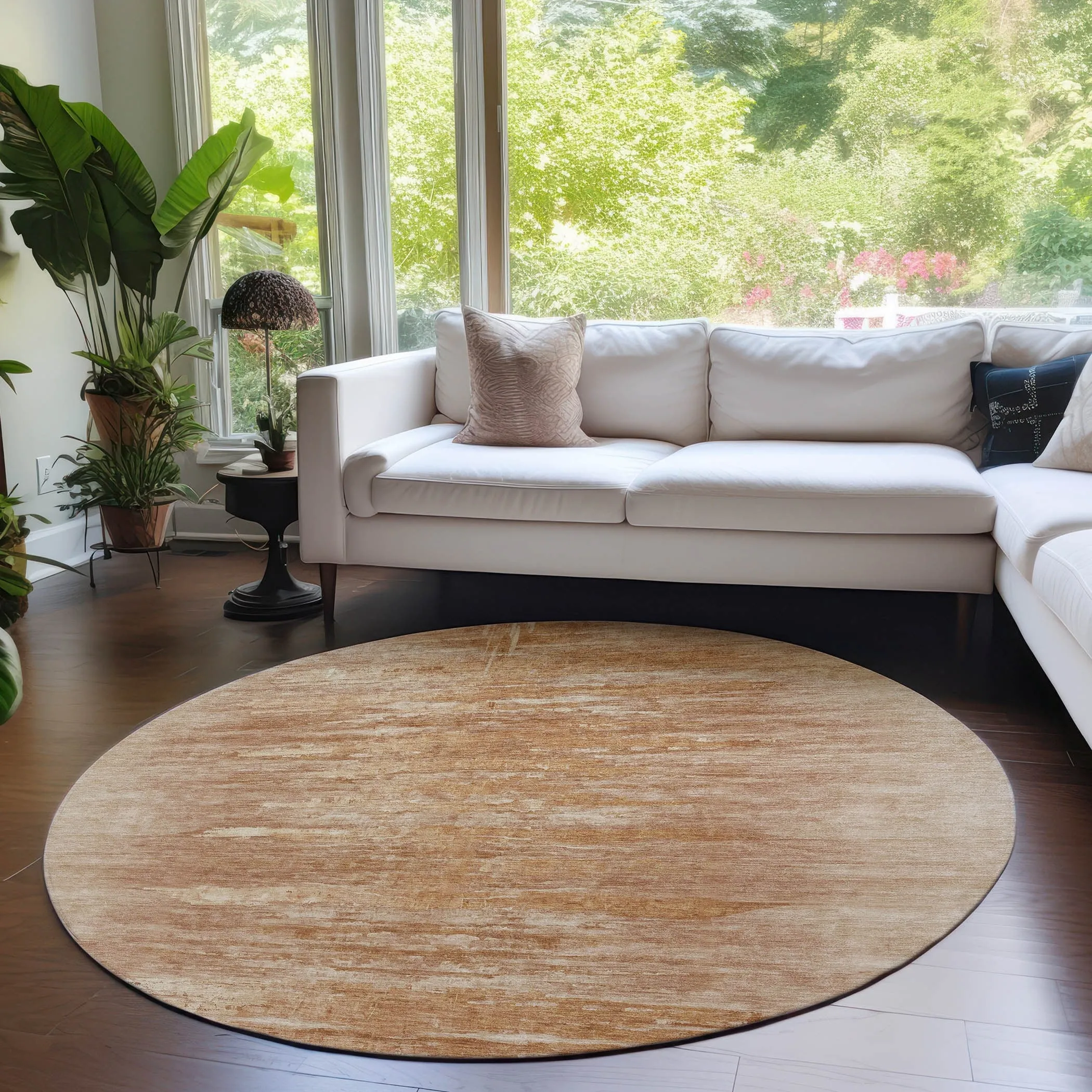 Machine Washable Indoor/ Outdoor Chantille Solid Ombre Rug