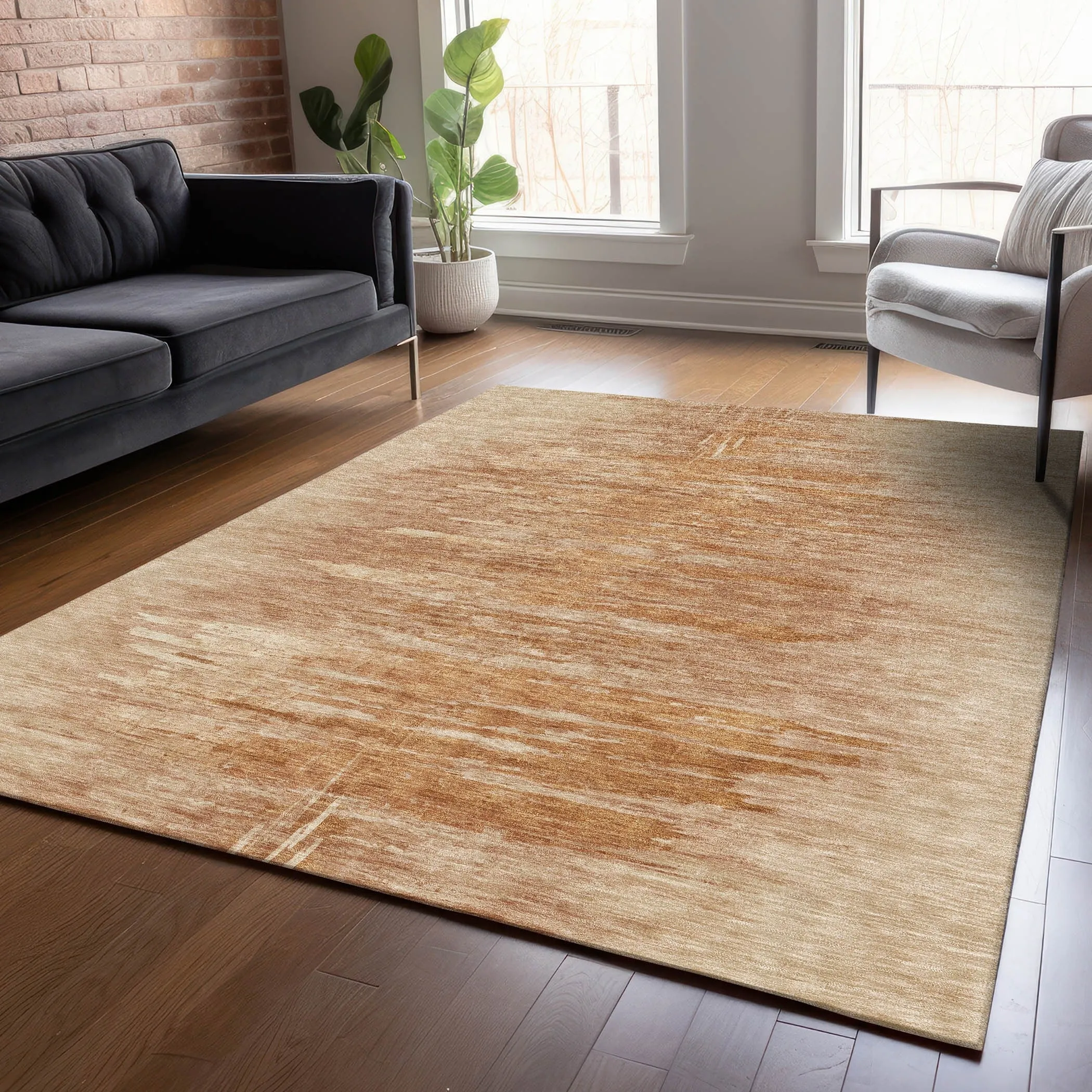 Machine Washable Indoor/ Outdoor Chantille Solid Ombre Rug