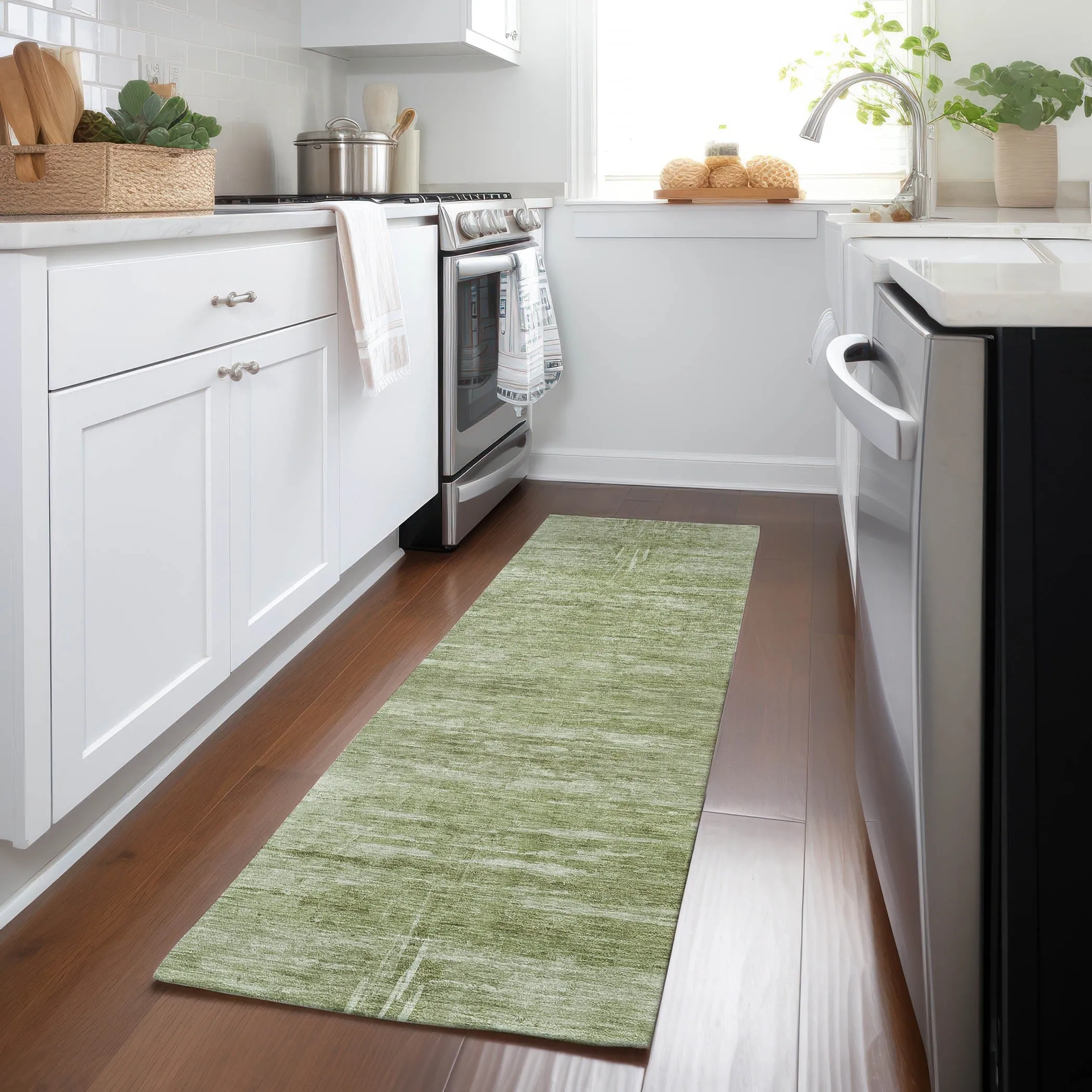 Machine Washable Indoor/ Outdoor Chantille Solid Ombre Rug