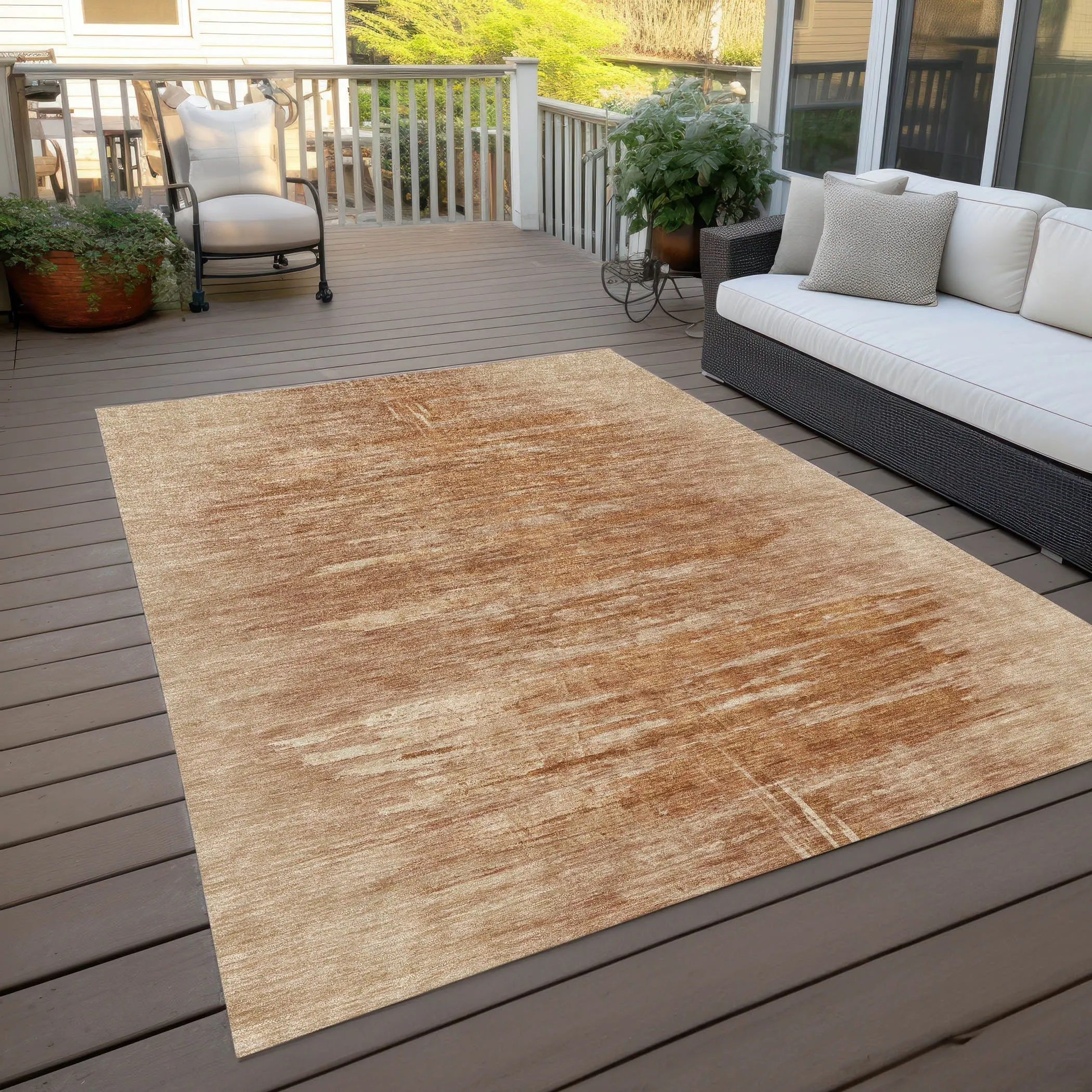 Machine Washable Indoor/ Outdoor Chantille Solid Ombre Rug