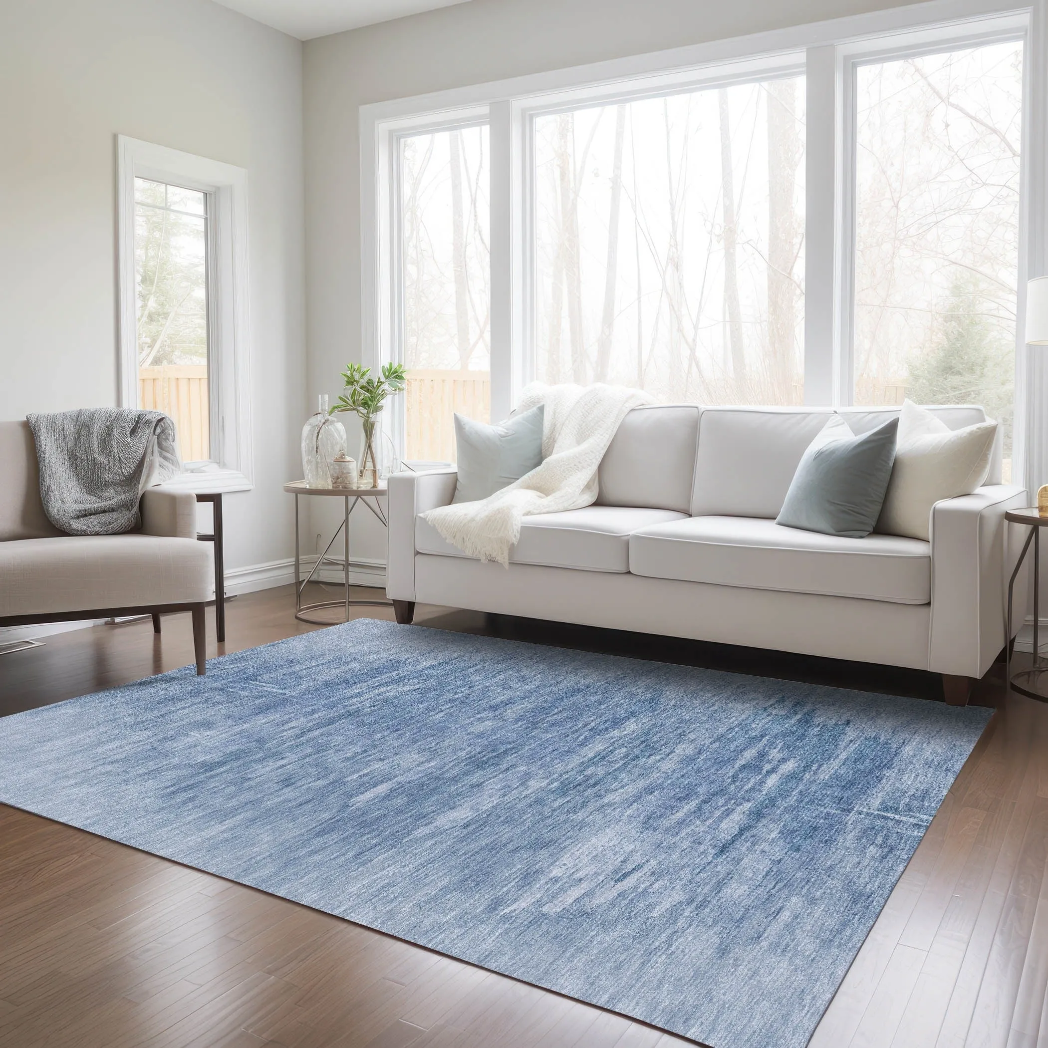 Machine Washable Indoor/ Outdoor Chantille Solid Ombre Rug