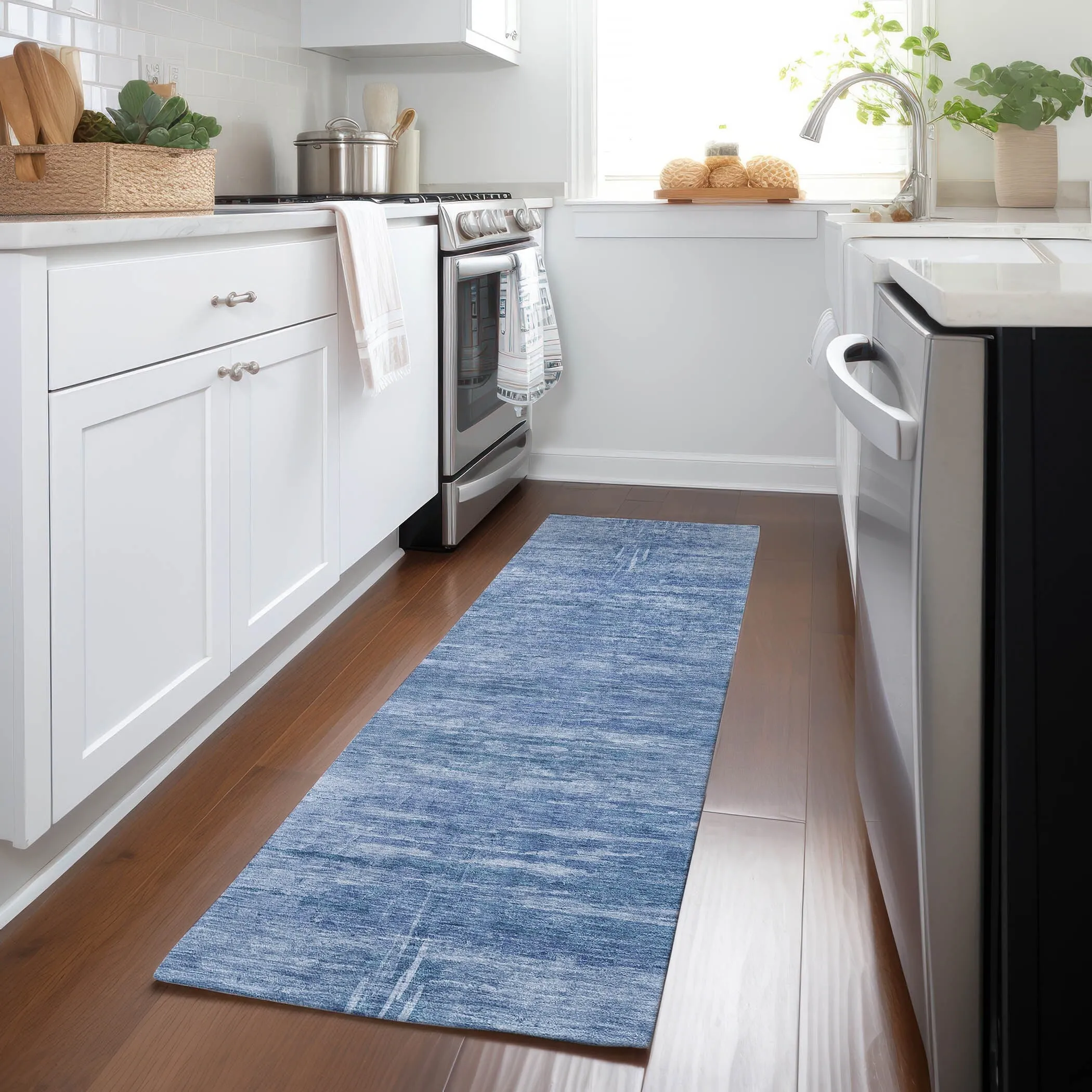Machine Washable Indoor/ Outdoor Chantille Solid Ombre Rug
