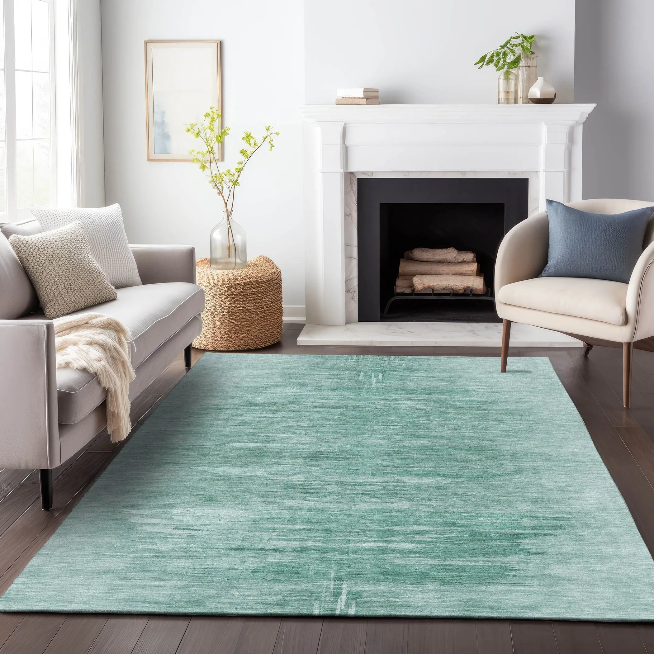 Machine Washable Indoor/ Outdoor Chantille Solid Ombre Rug