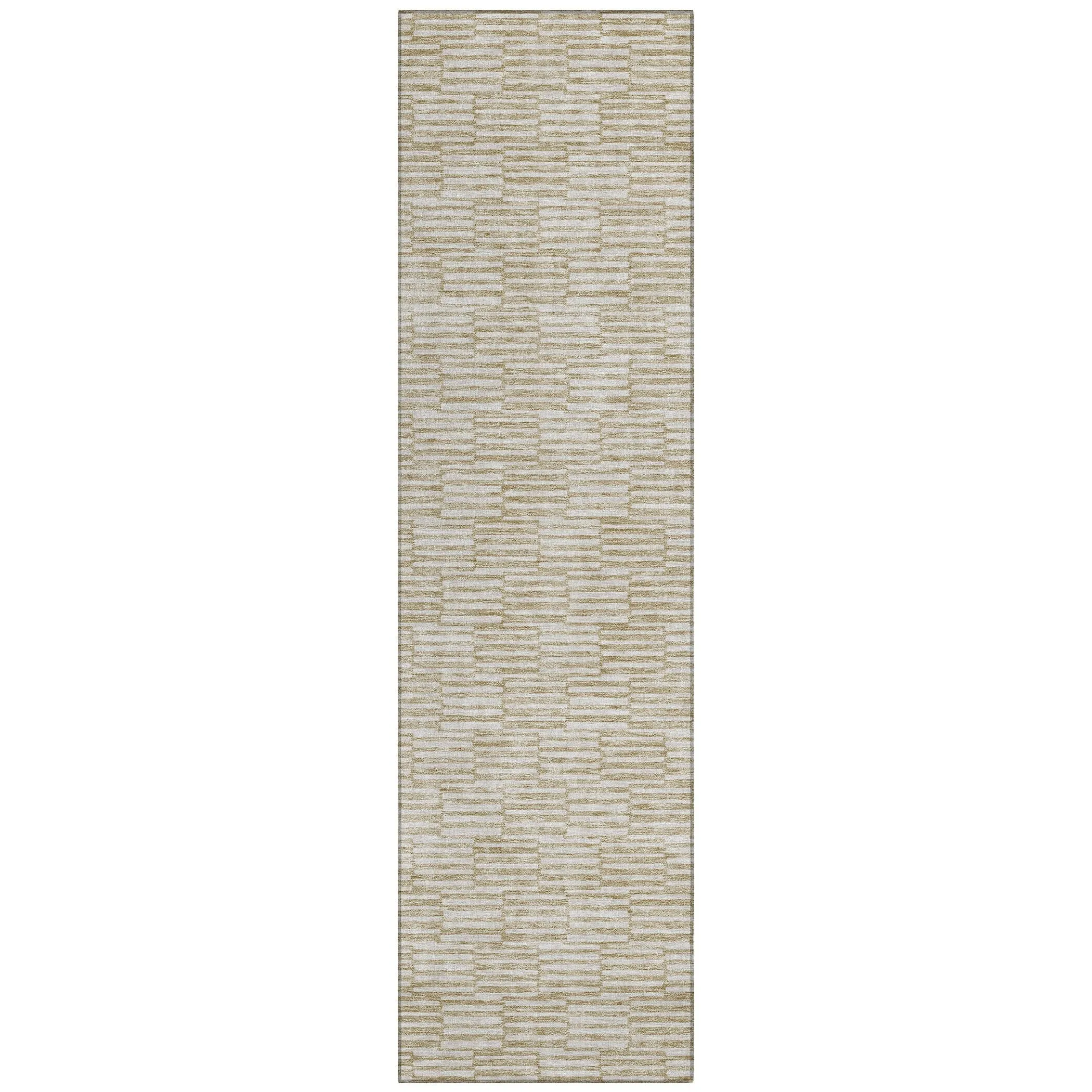 Machine Washable Indoor/ Outdoor Chantille Stripe Blocks Rug