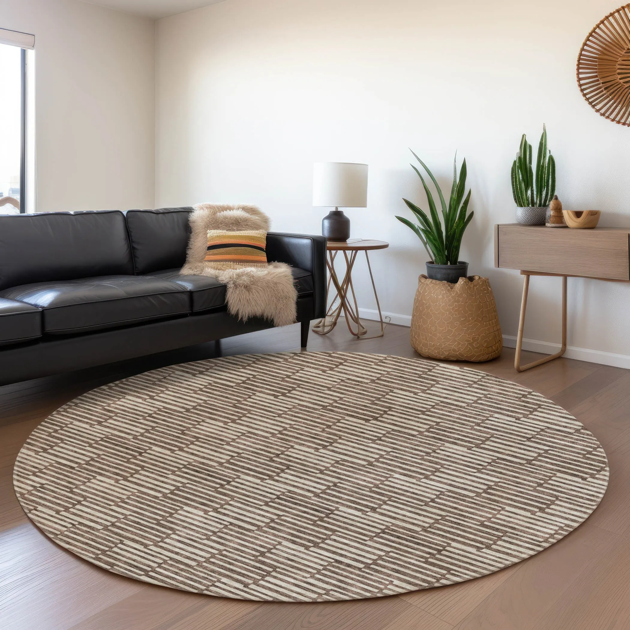 Machine Washable Indoor/ Outdoor Chantille Stripe Blocks Rug
