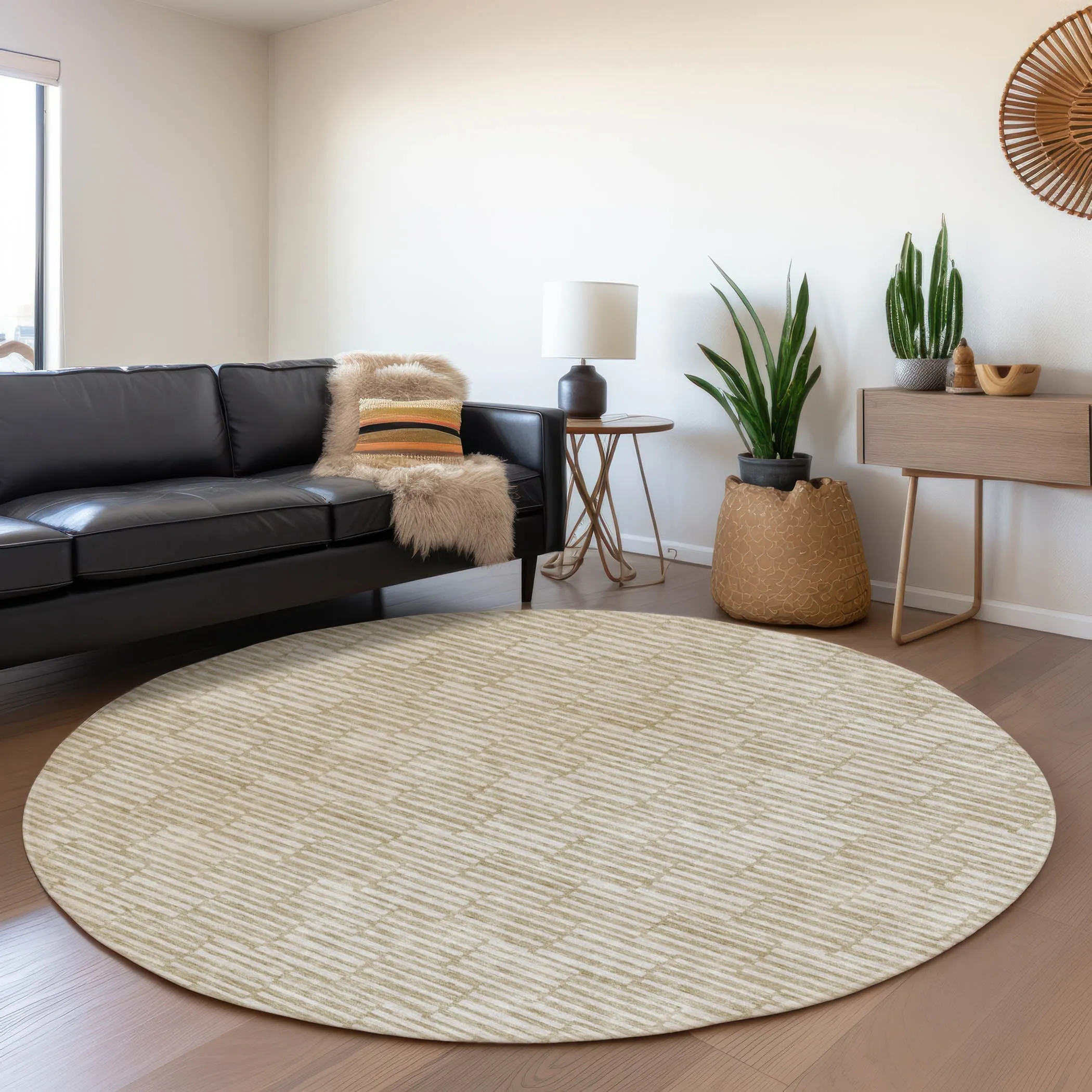 Machine Washable Indoor/ Outdoor Chantille Stripe Blocks Rug