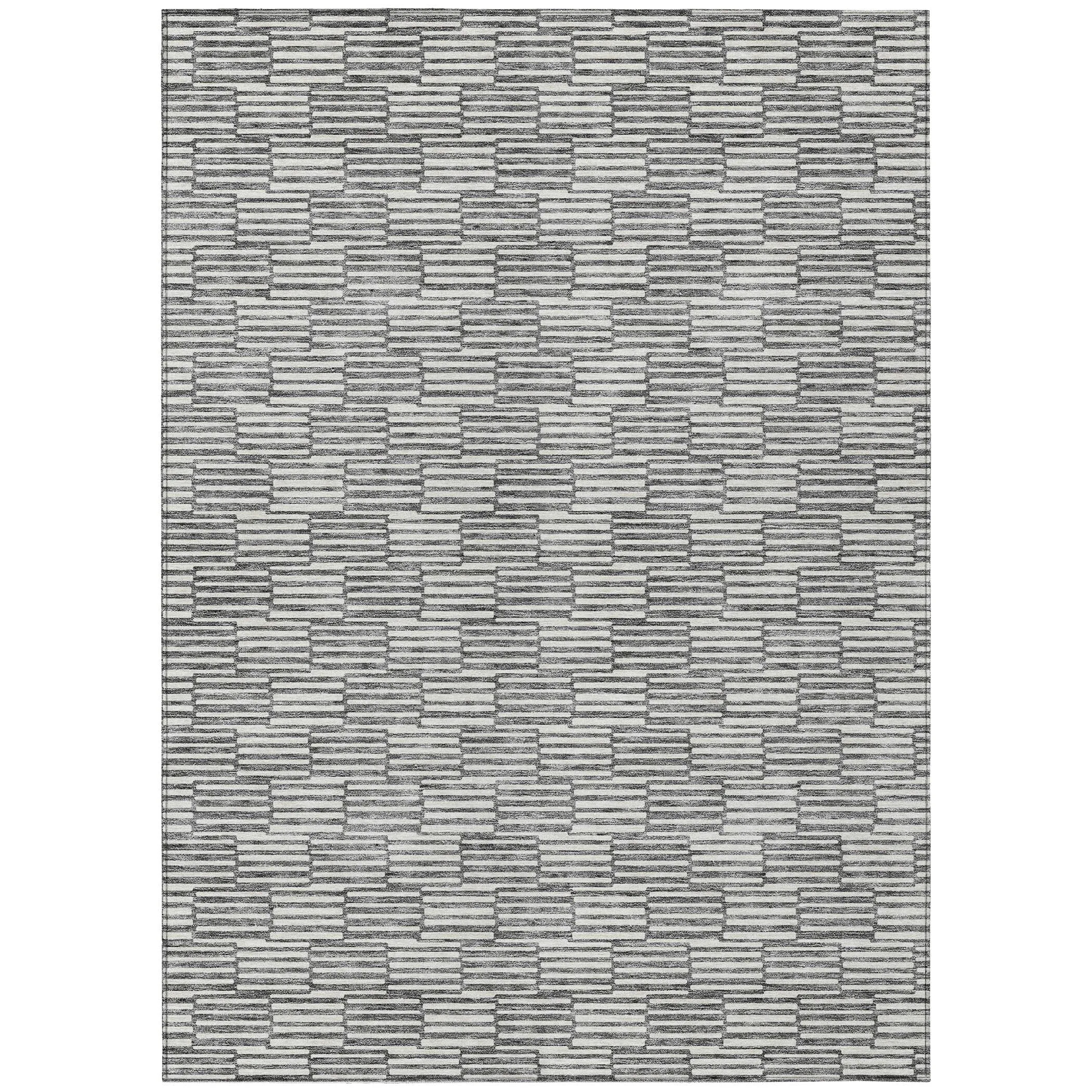 Machine Washable Indoor/ Outdoor Chantille Stripe Blocks Rug