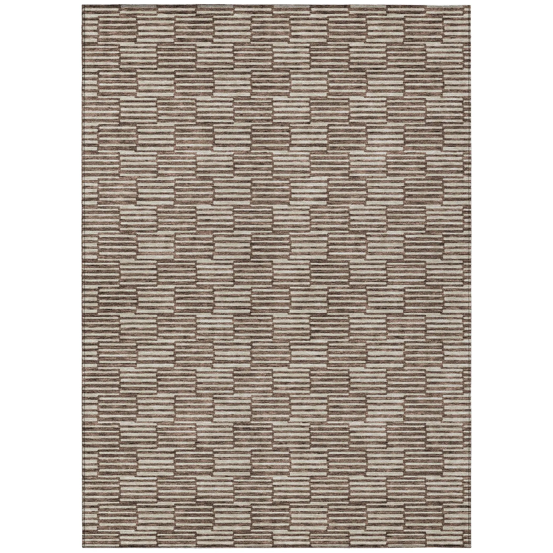 Machine Washable Indoor/ Outdoor Chantille Stripe Blocks Rug