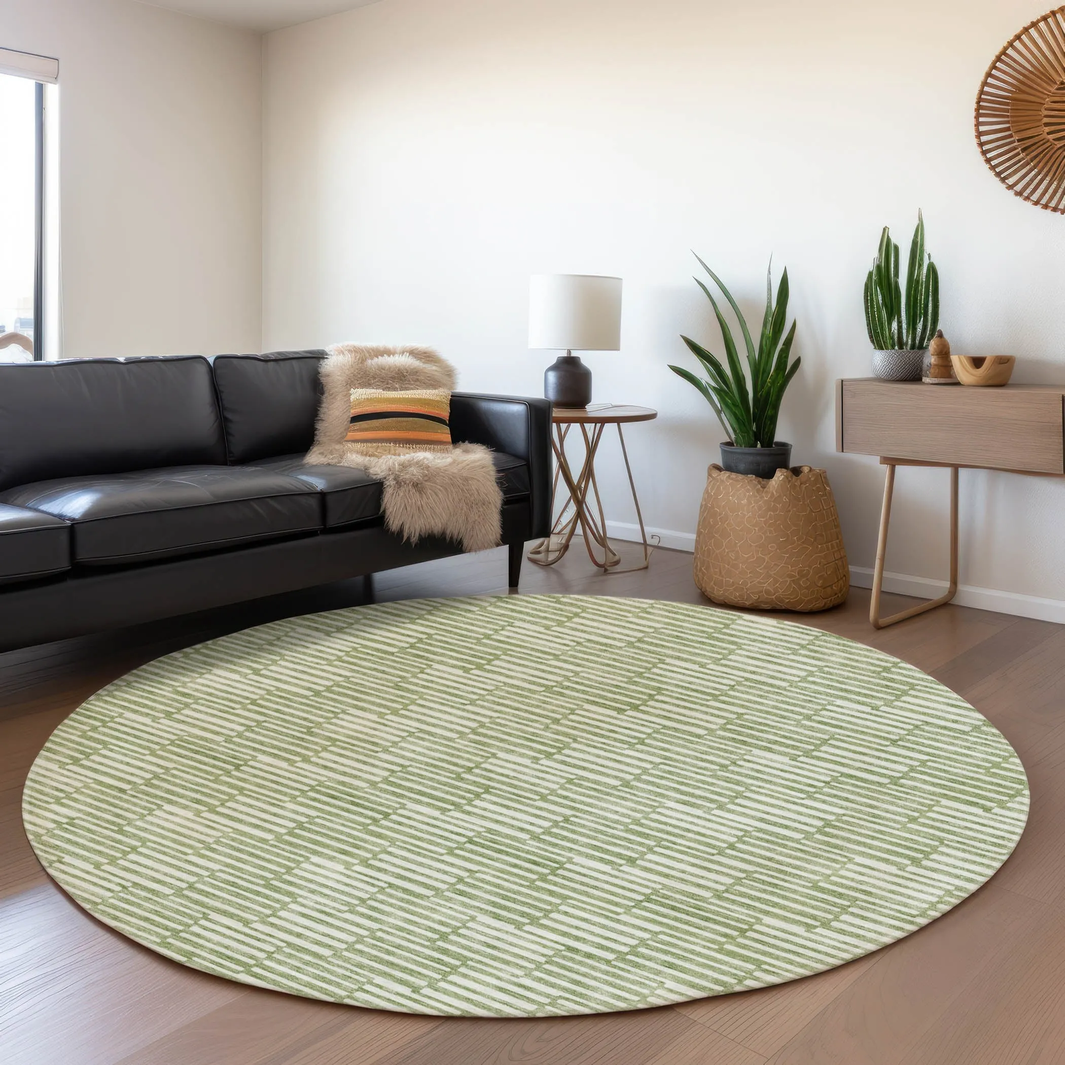 Machine Washable Indoor/ Outdoor Chantille Stripe Blocks Rug