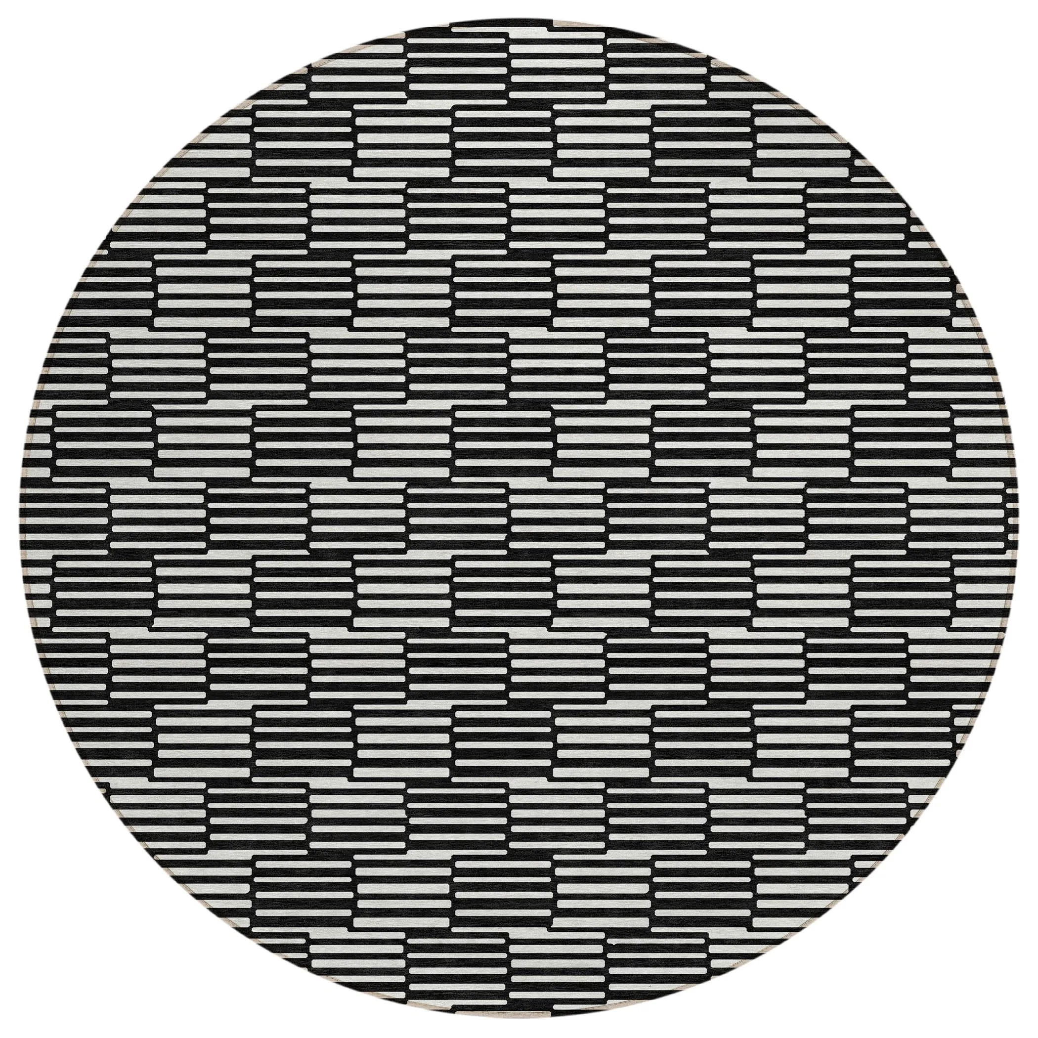 Machine Washable Indoor/ Outdoor Chantille Stripe Blocks Rug