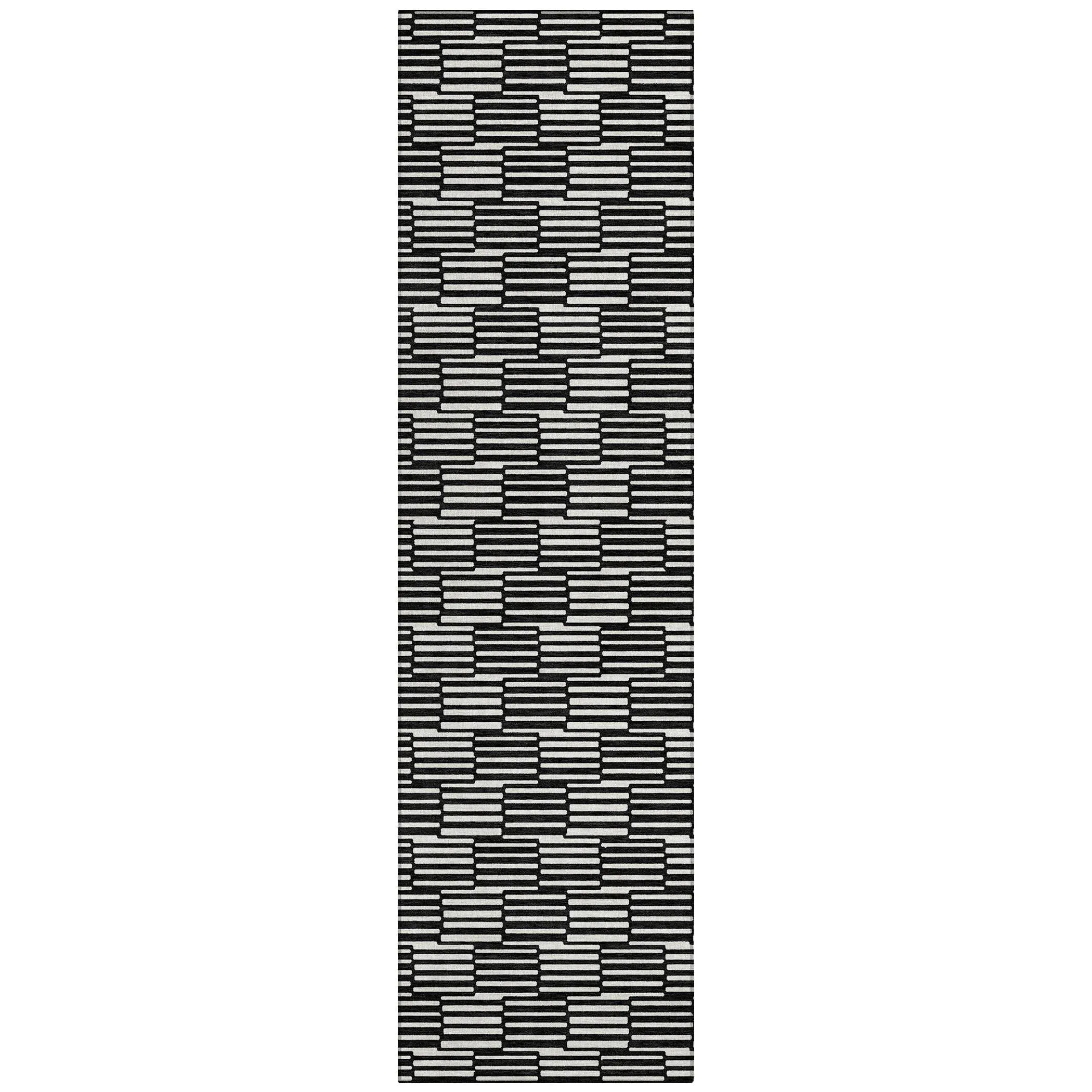 Machine Washable Indoor/ Outdoor Chantille Stripe Blocks Rug