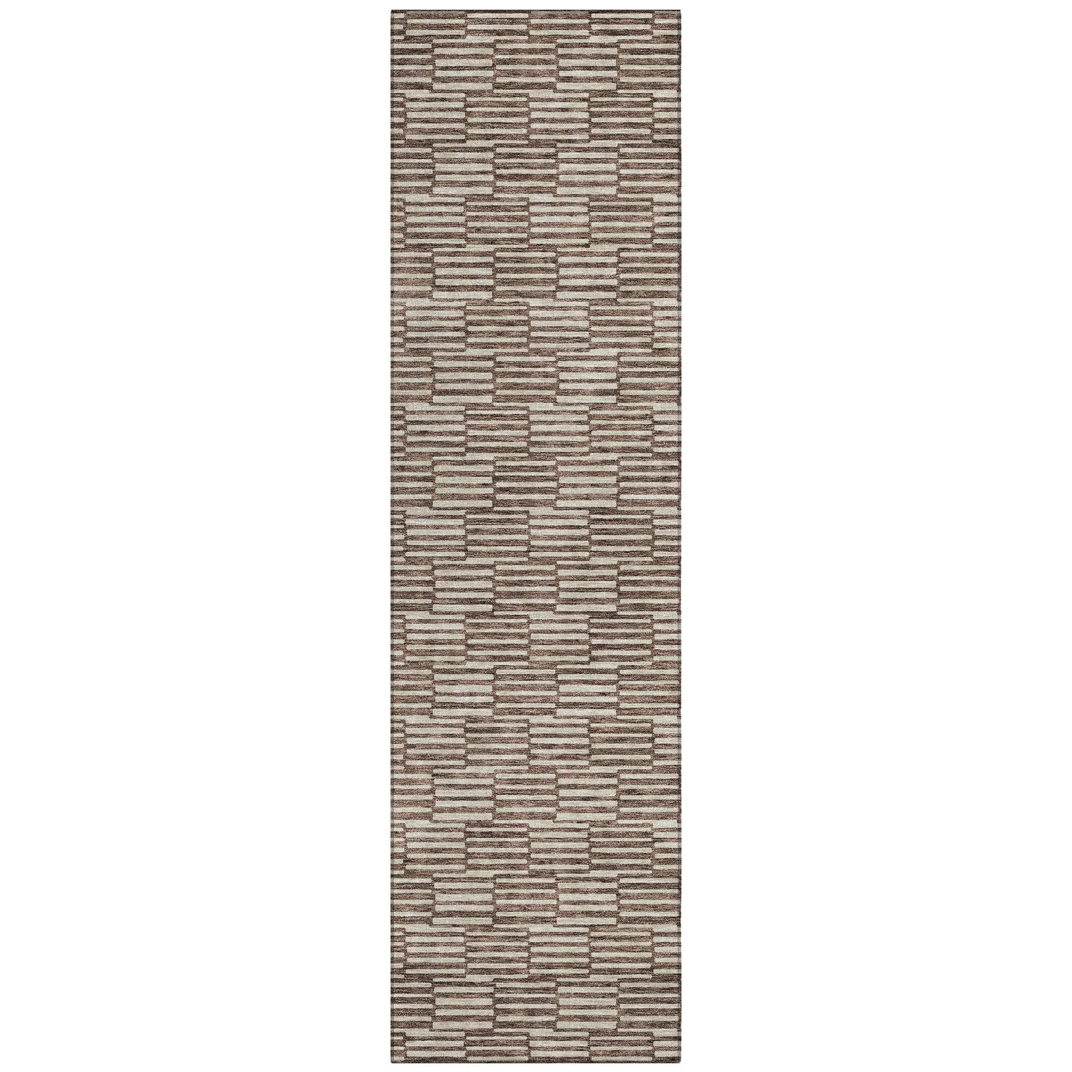 Machine Washable Indoor/ Outdoor Chantille Stripe Blocks Rug
