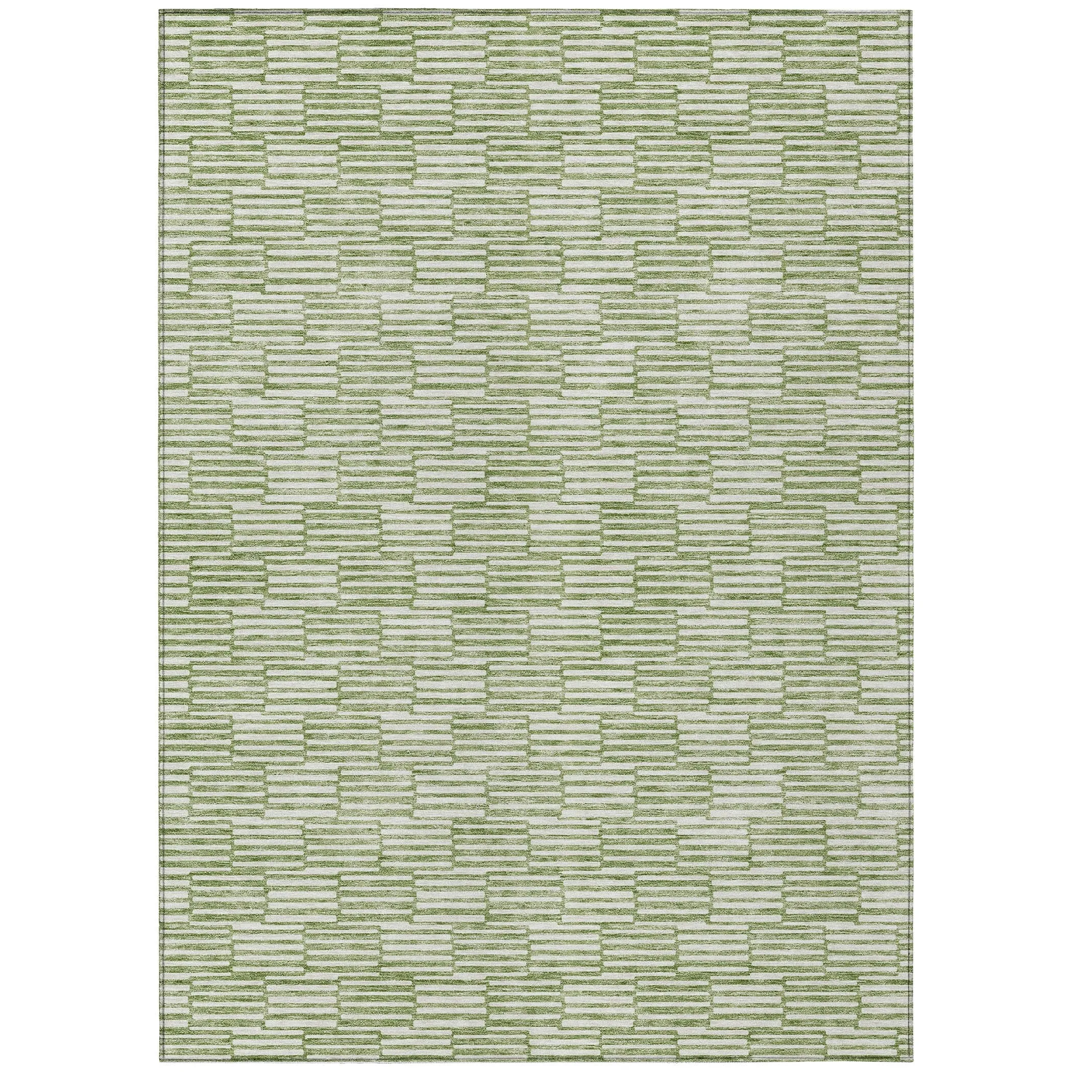Machine Washable Indoor/ Outdoor Chantille Stripe Blocks Rug