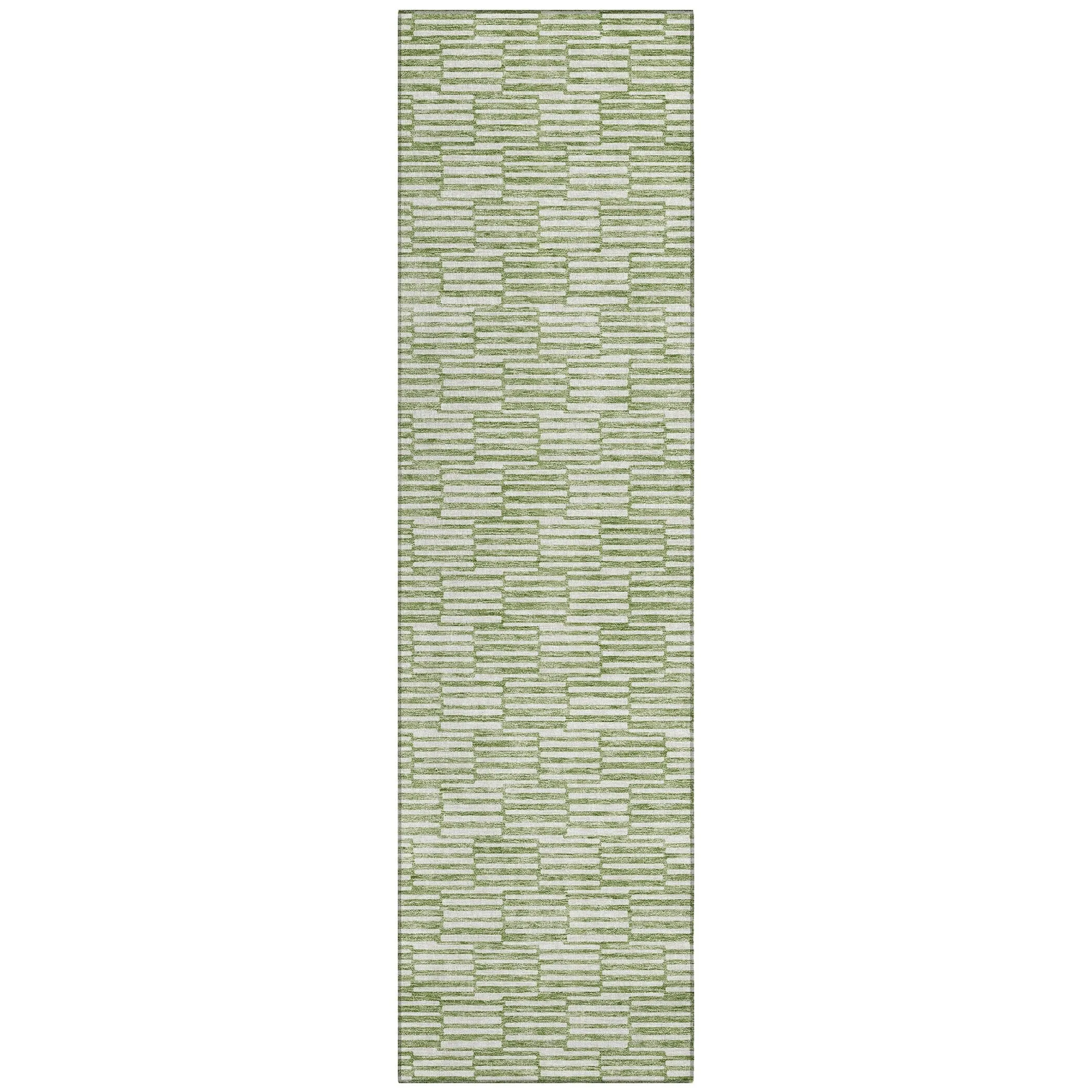 Machine Washable Indoor/ Outdoor Chantille Stripe Blocks Rug