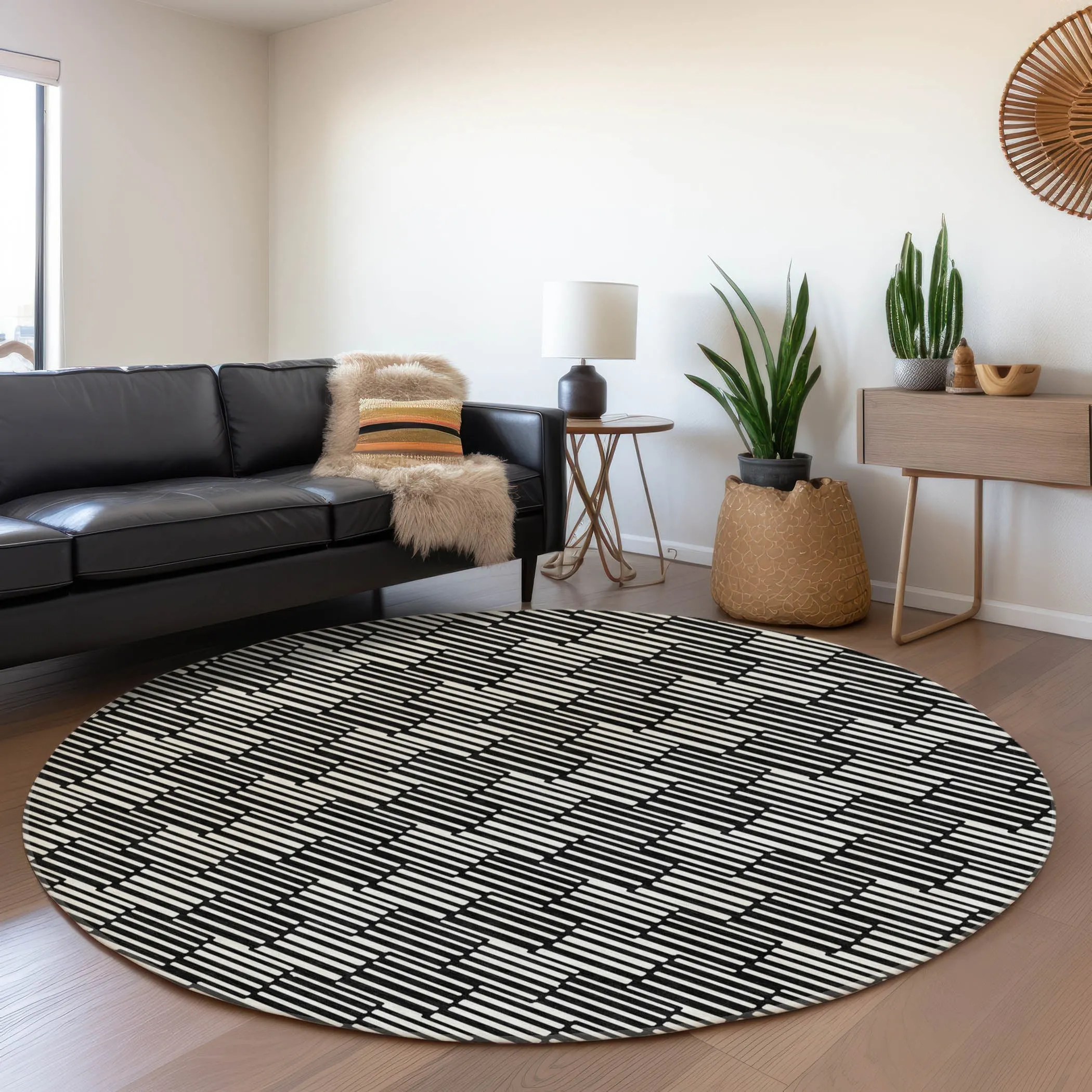 Machine Washable Indoor/ Outdoor Chantille Stripe Blocks Rug