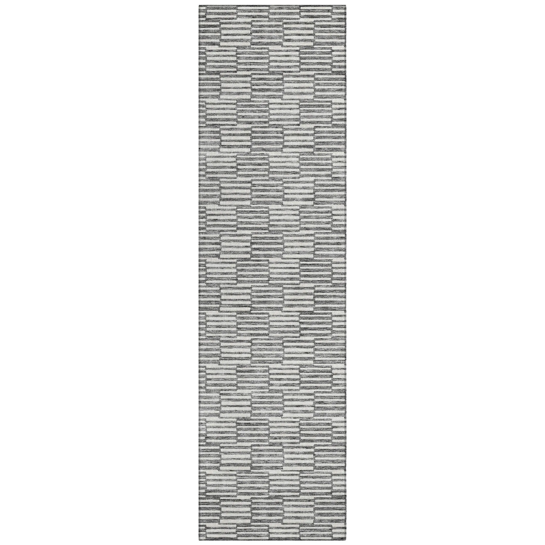 Machine Washable Indoor/ Outdoor Chantille Stripe Blocks Rug