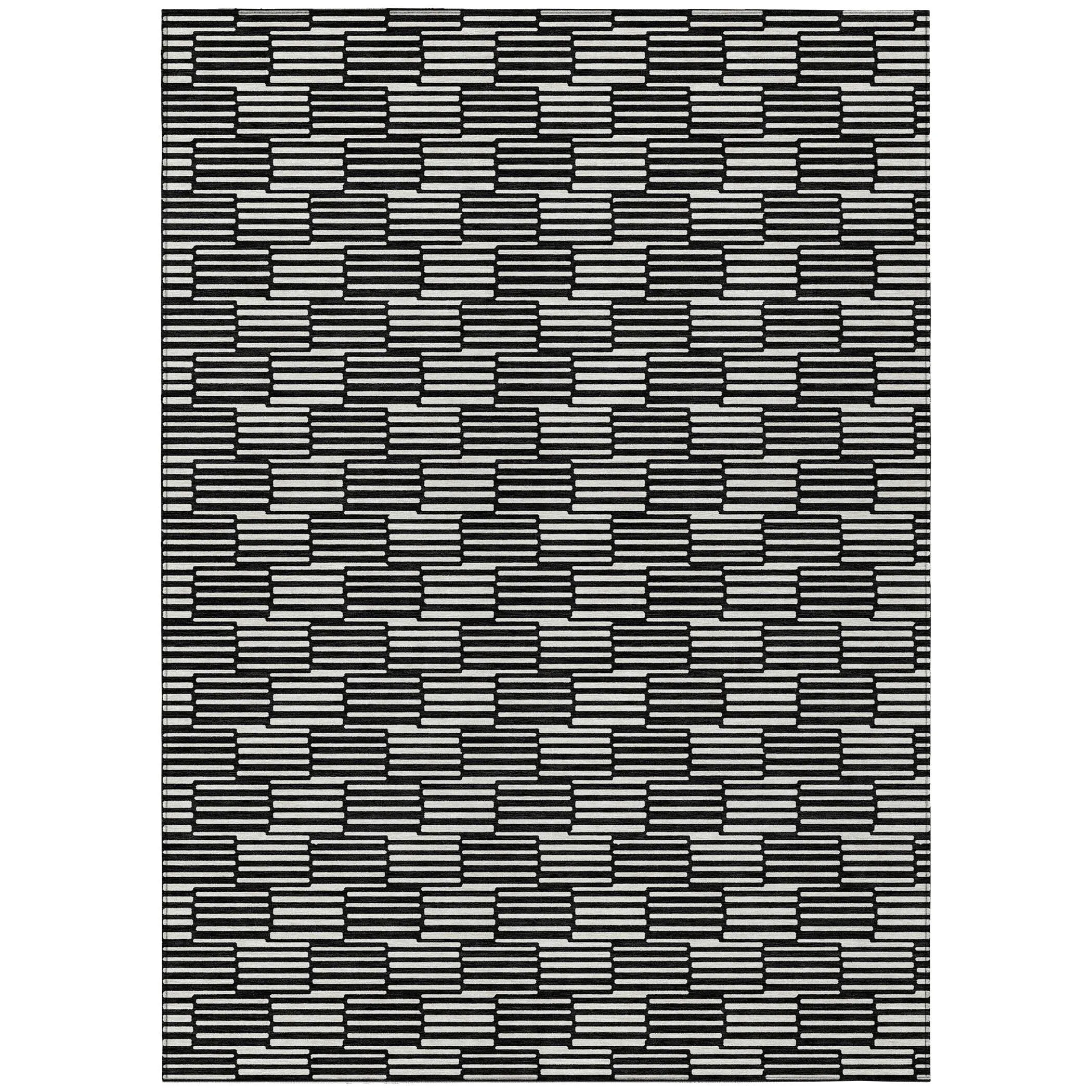 Machine Washable Indoor/ Outdoor Chantille Stripe Blocks Rug