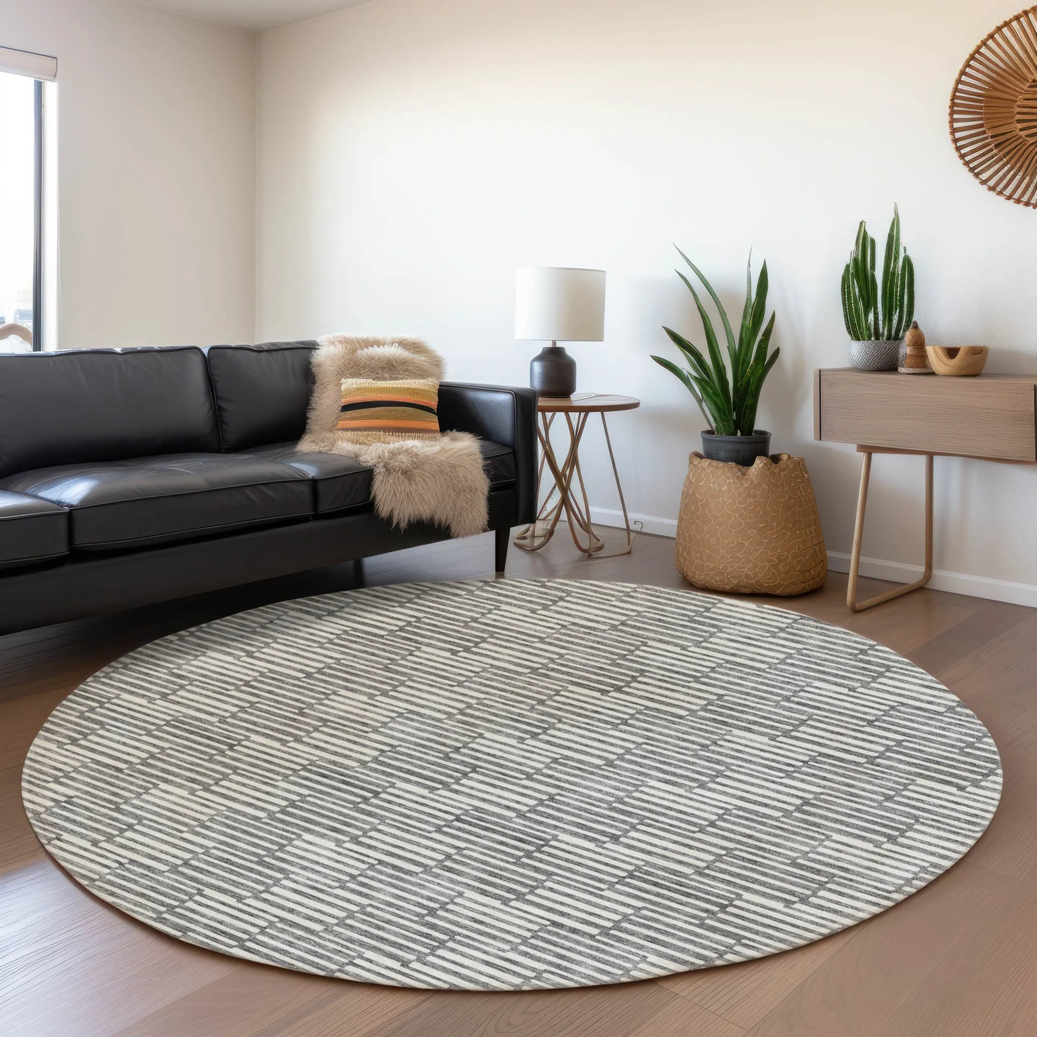 Machine Washable Indoor/ Outdoor Chantille Stripe Blocks Rug