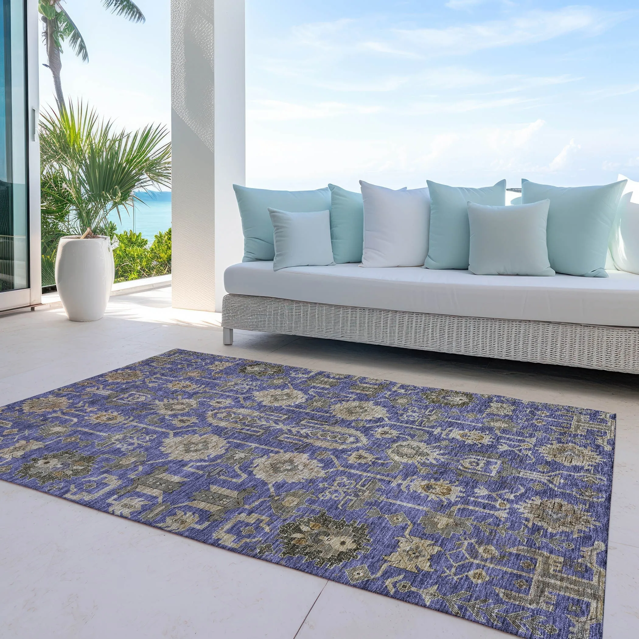 Machine Washable Indoor/ Outdoor Chantille Traditional Boho Rug