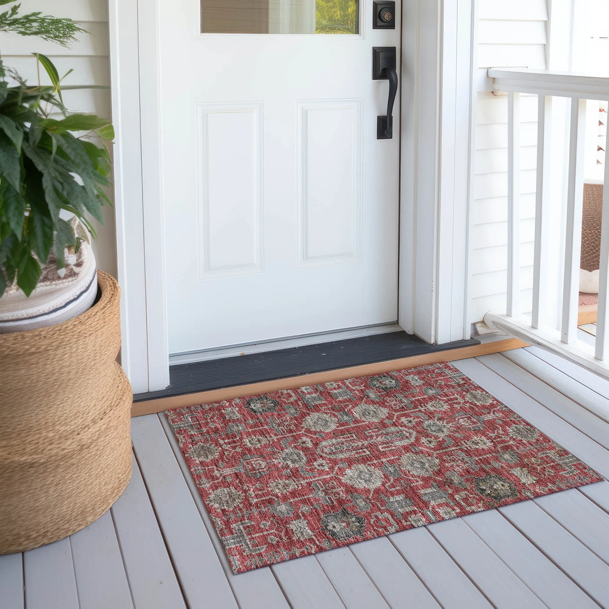 Machine Washable Indoor/ Outdoor Chantille Traditional Boho Rug