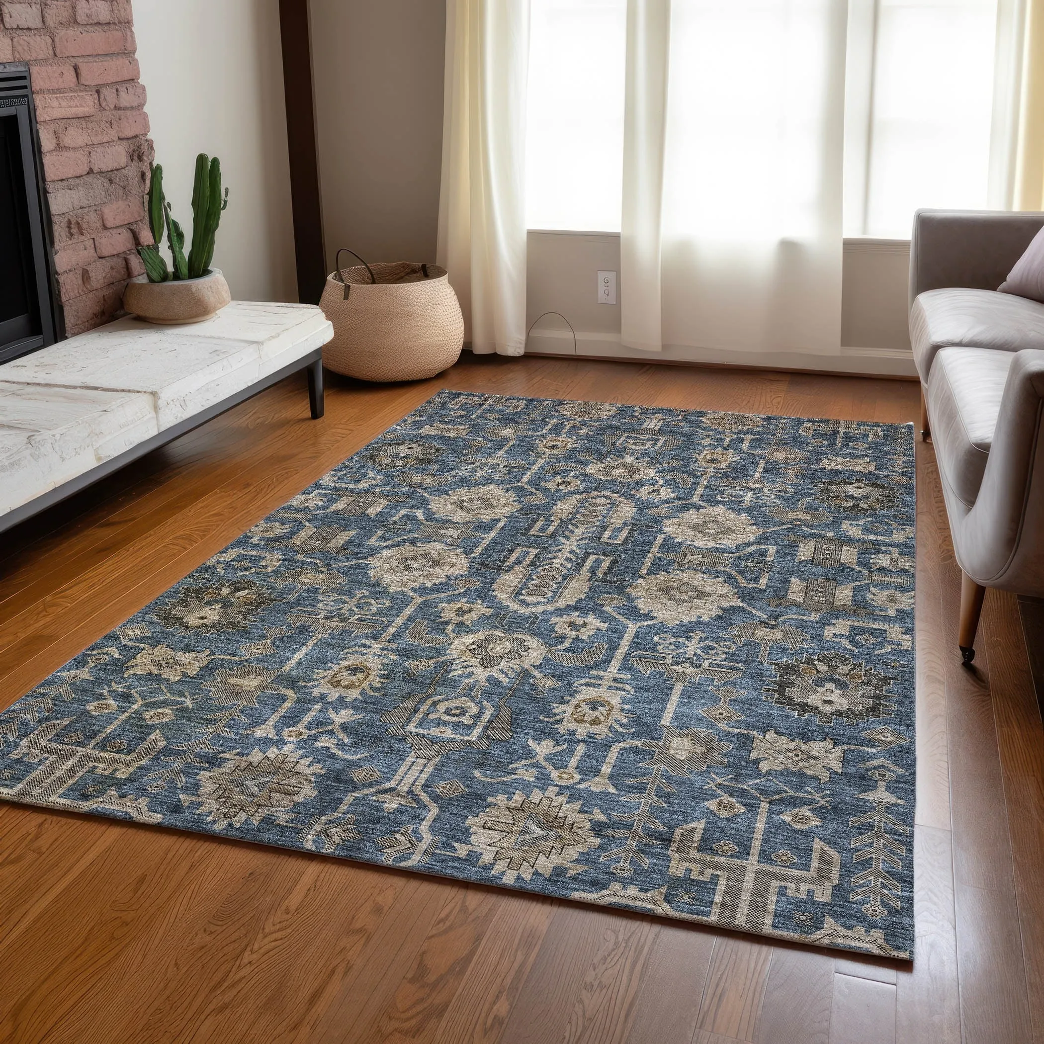 Machine Washable Indoor/ Outdoor Chantille Traditional Boho Rug