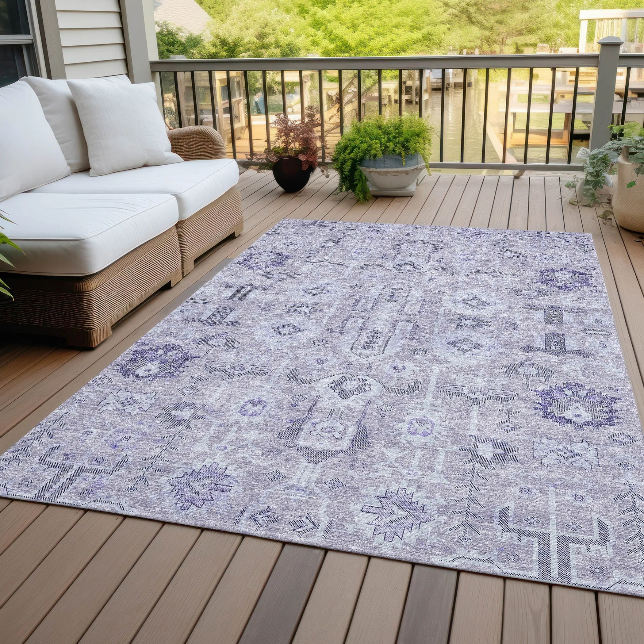 Machine Washable Indoor/ Outdoor Chantille Traditional Boho Rug