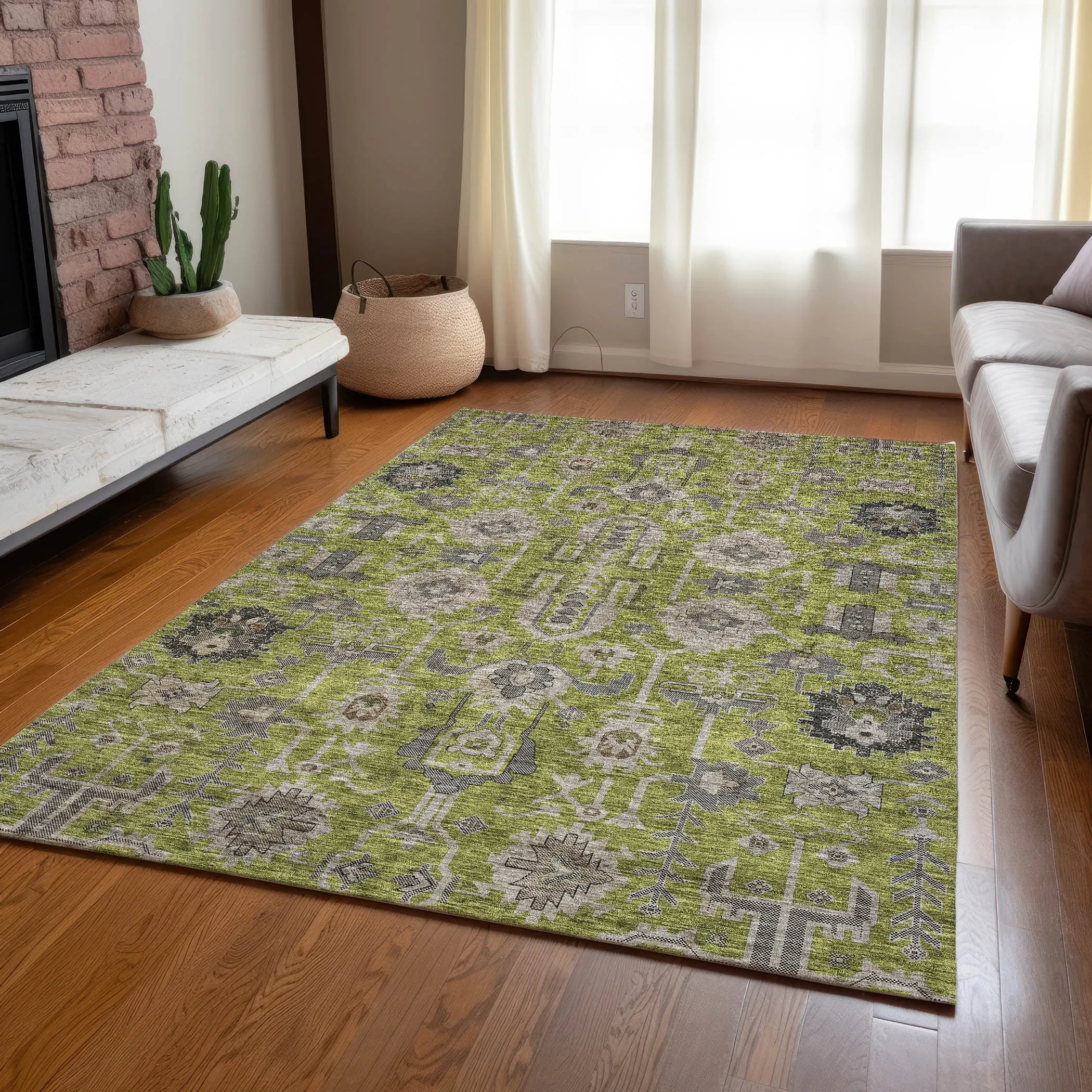 Machine Washable Indoor/ Outdoor Chantille Traditional Boho Rug