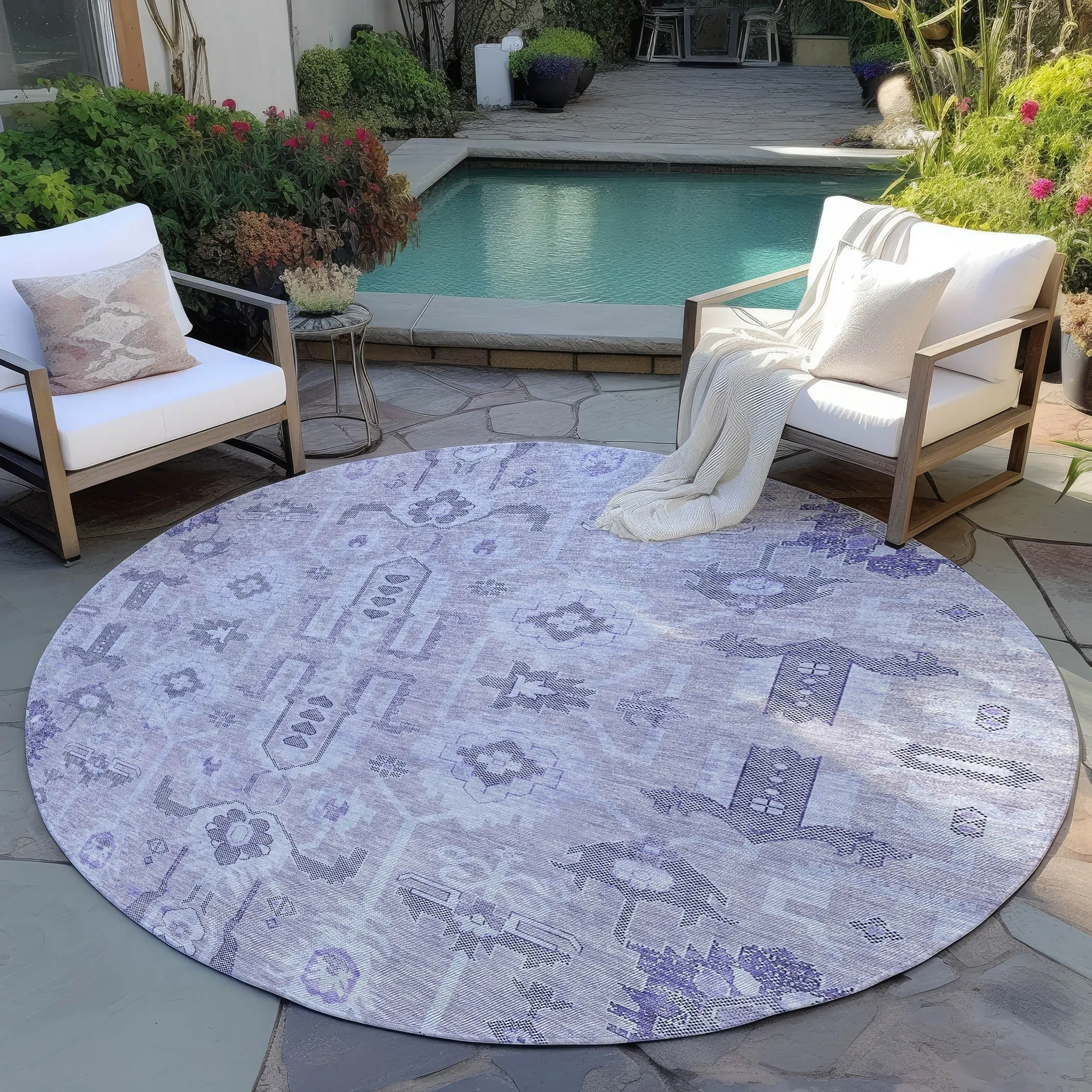 Machine Washable Indoor/ Outdoor Chantille Traditional Boho Rug