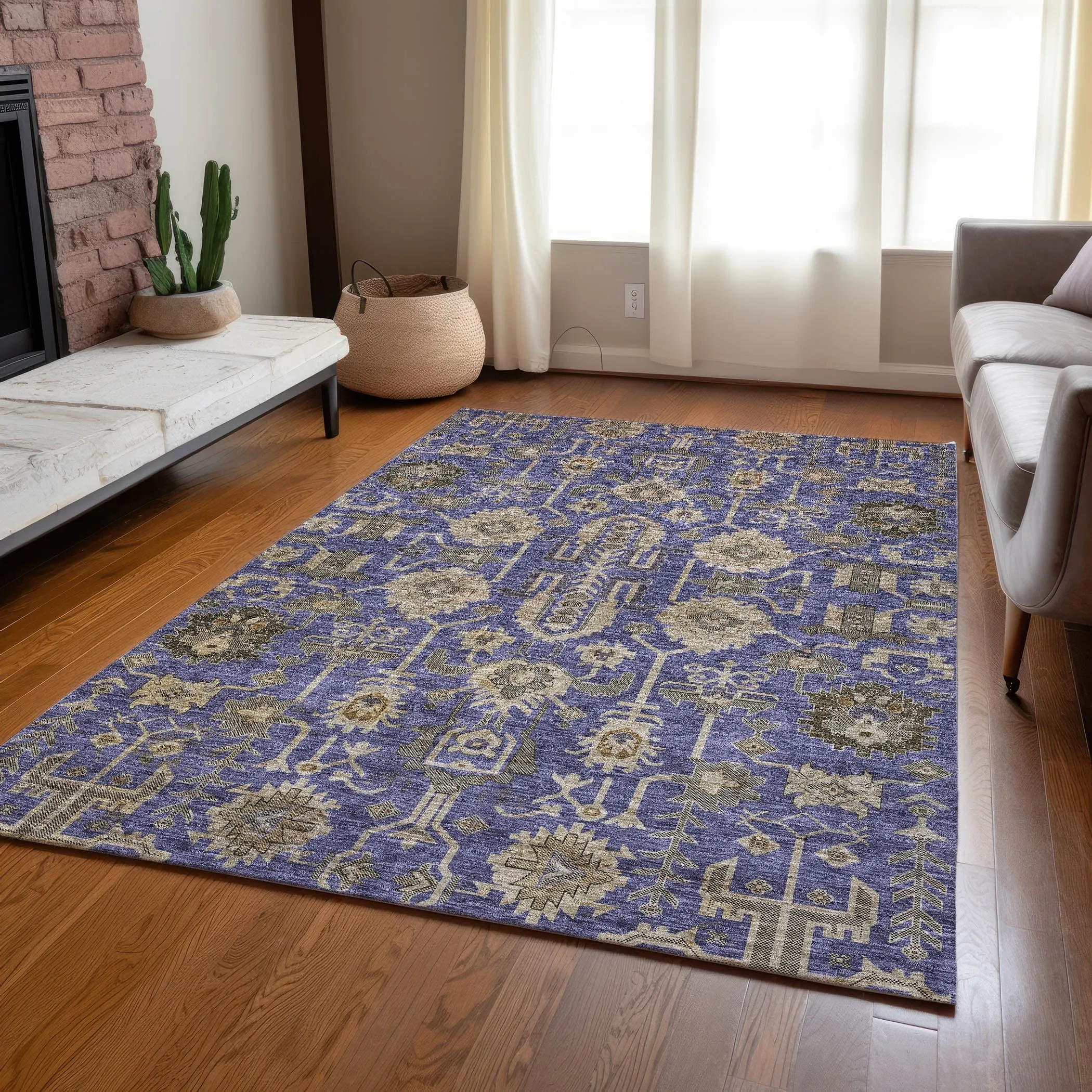 Machine Washable Indoor/ Outdoor Chantille Traditional Boho Rug