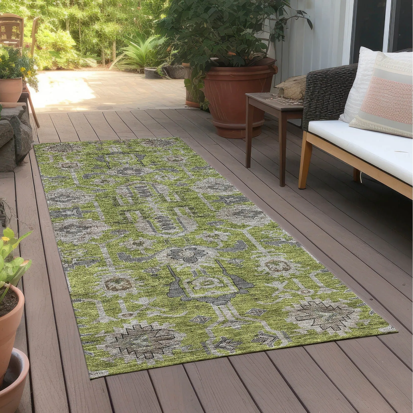 Machine Washable Indoor/ Outdoor Chantille Traditional Boho Rug