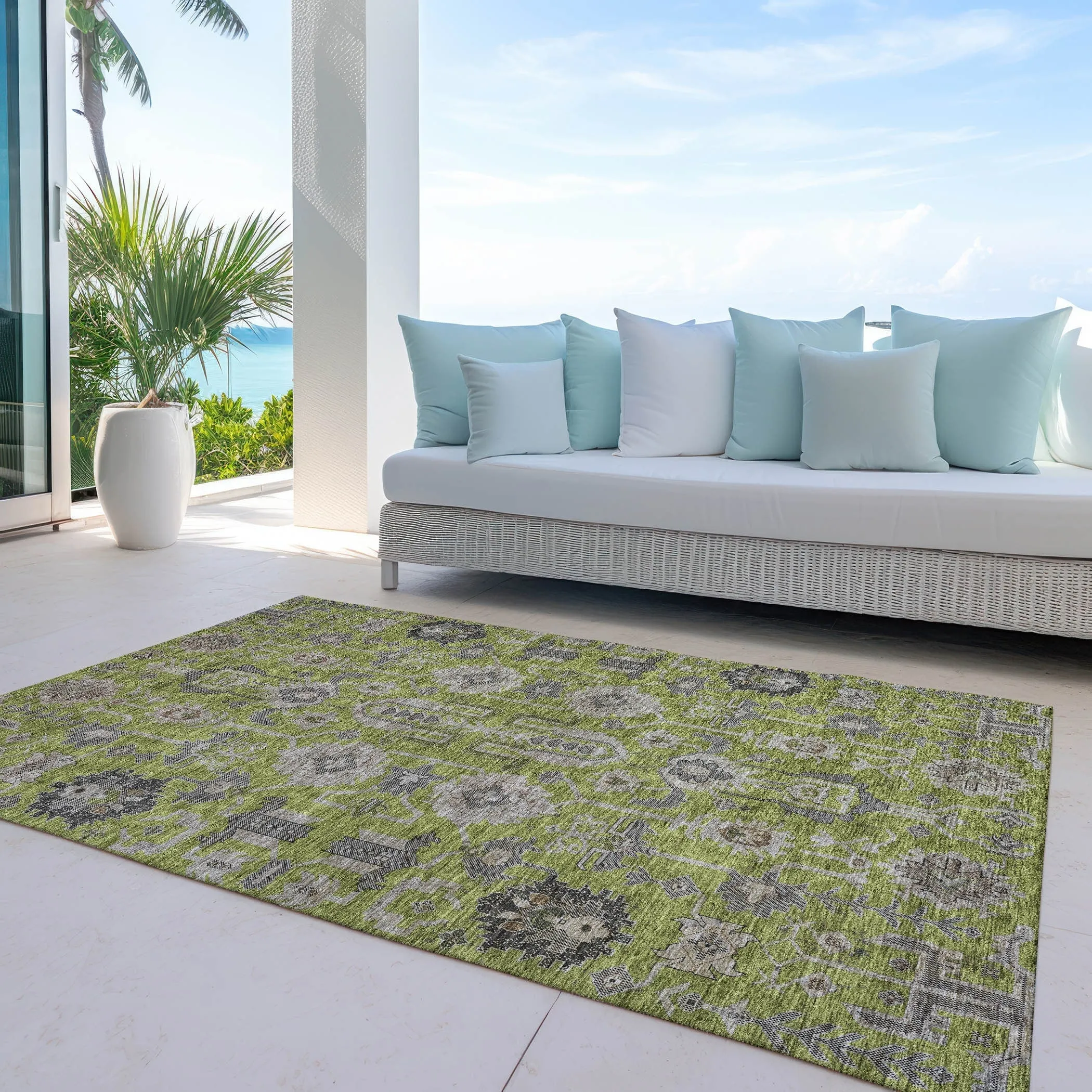 Machine Washable Indoor/ Outdoor Chantille Traditional Boho Rug