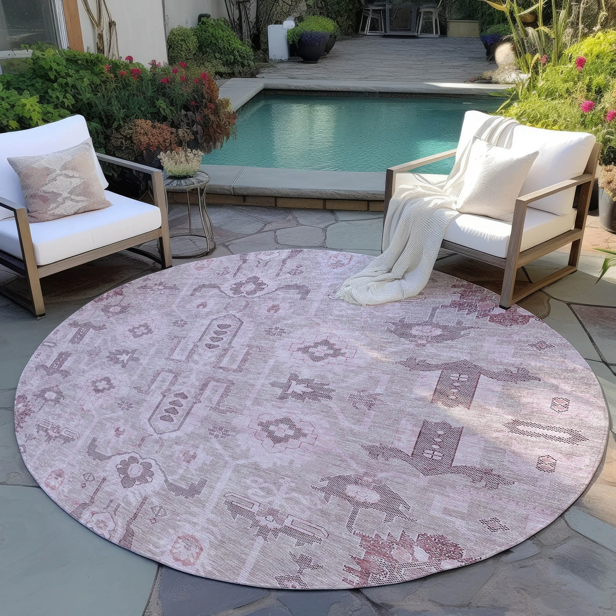 Machine Washable Indoor/ Outdoor Chantille Traditional Boho Rug