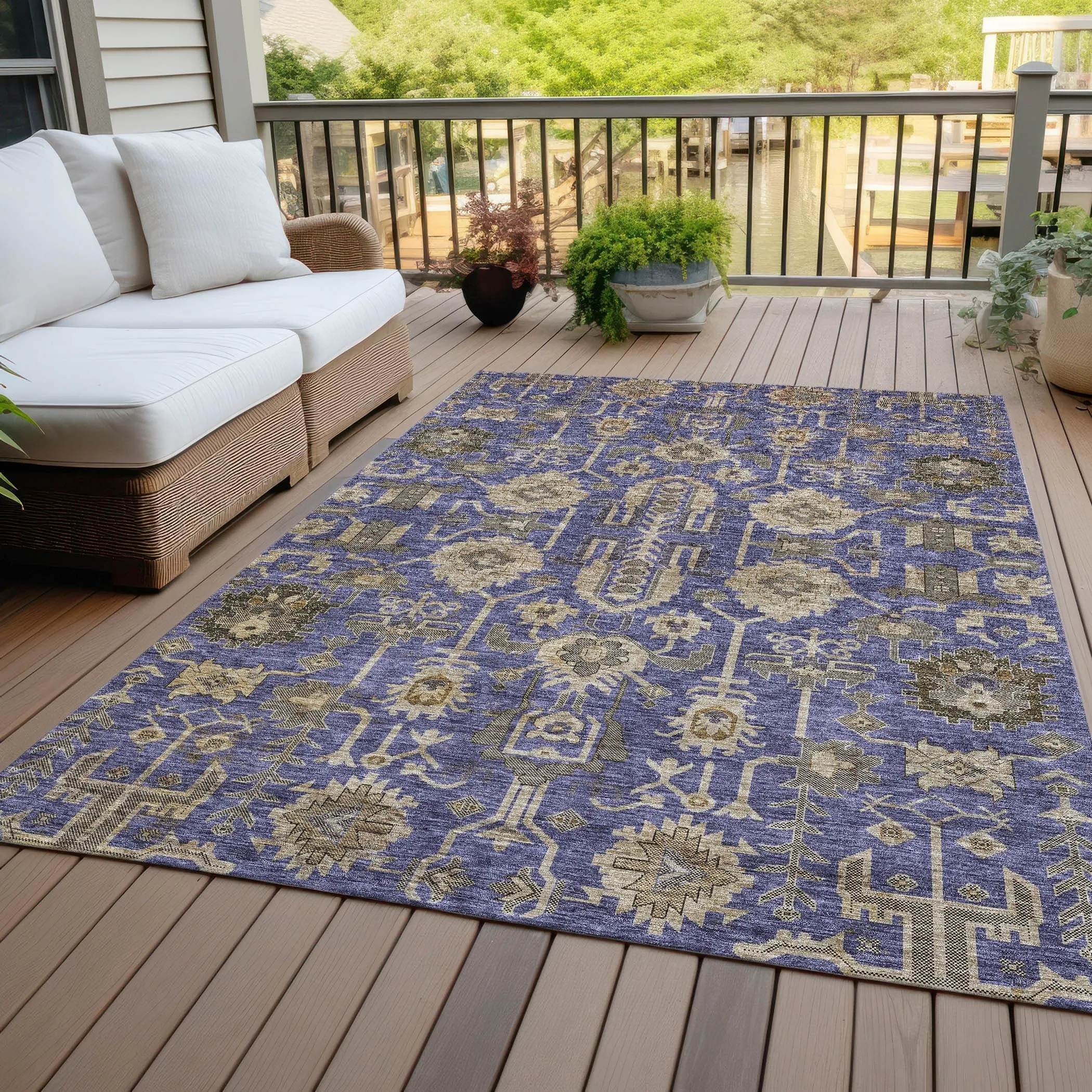 Machine Washable Indoor/ Outdoor Chantille Traditional Boho Rug
