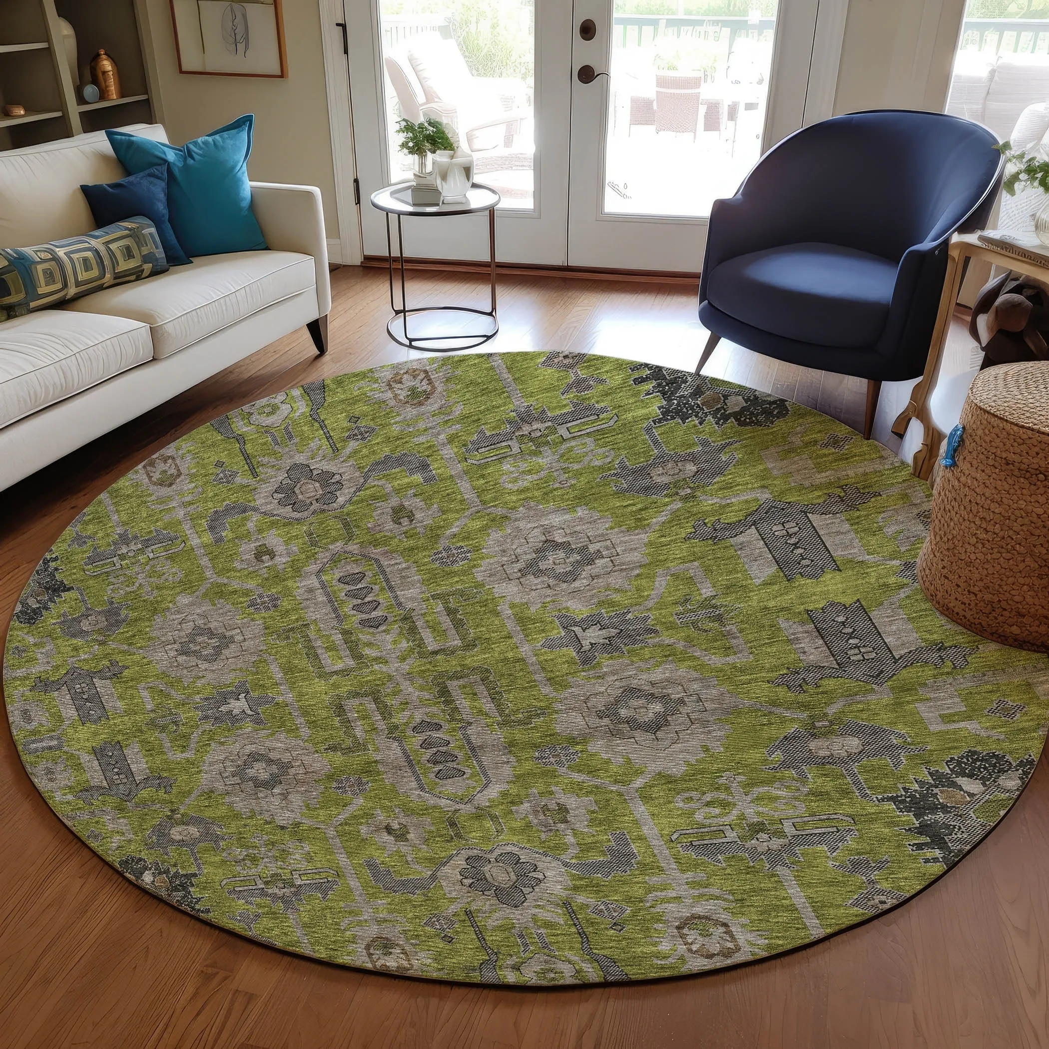 Machine Washable Indoor/ Outdoor Chantille Traditional Boho Rug