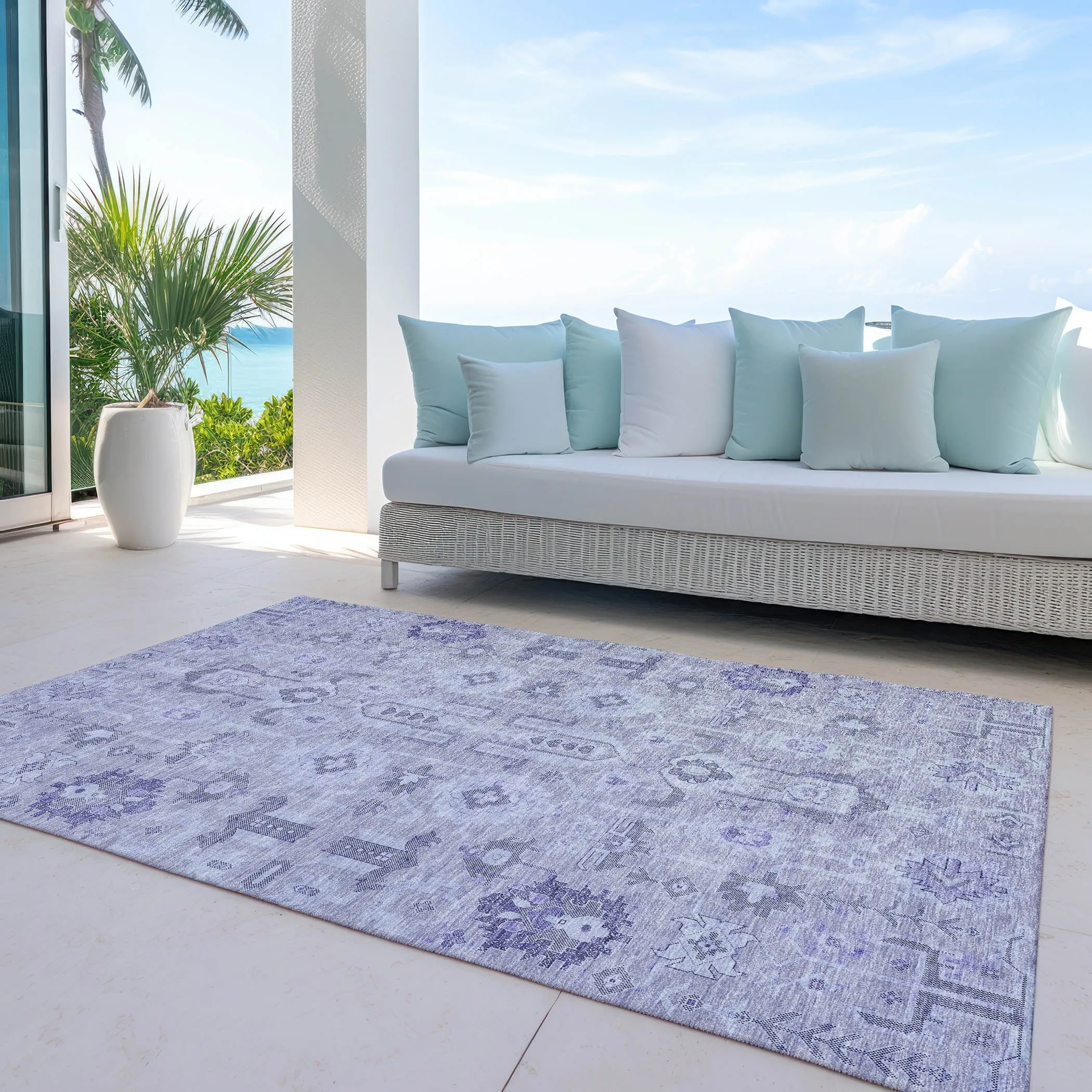 Machine Washable Indoor/ Outdoor Chantille Traditional Boho Rug