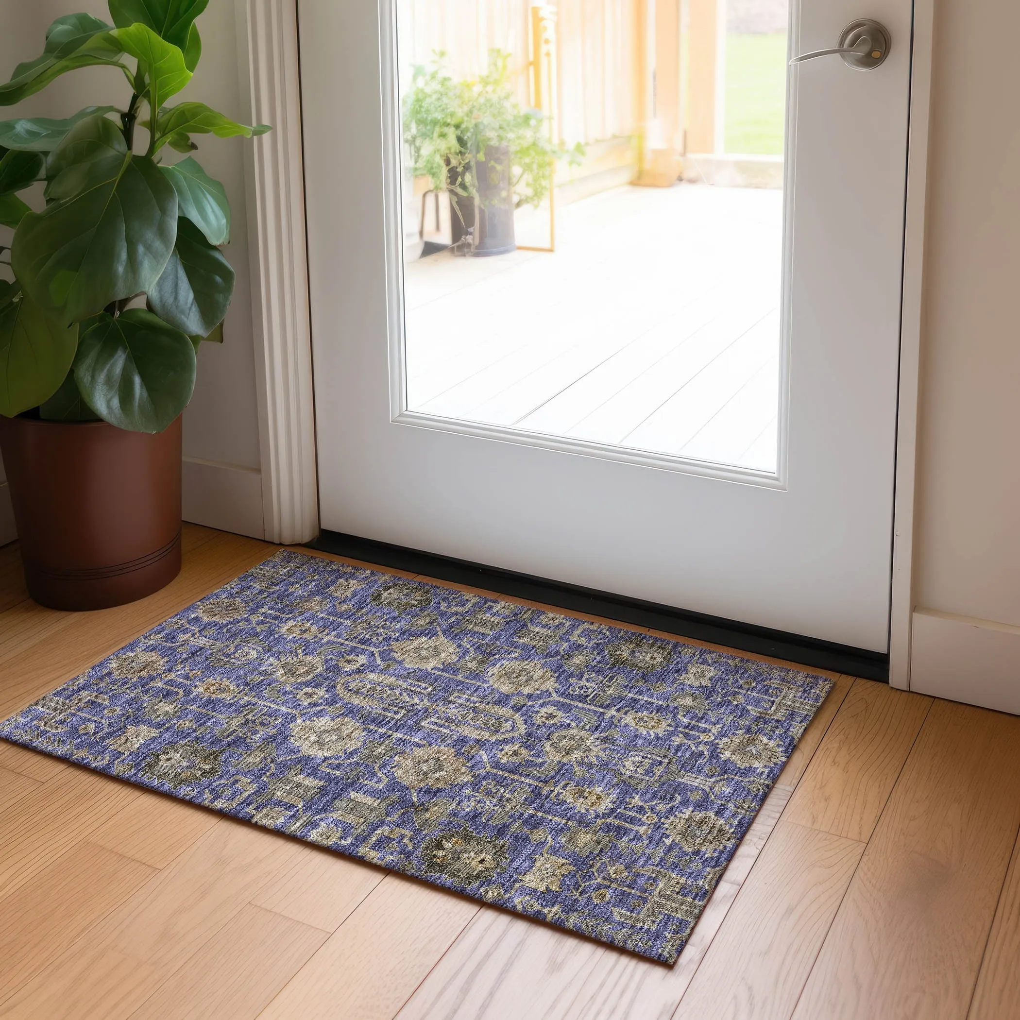 Machine Washable Indoor/ Outdoor Chantille Traditional Boho Rug