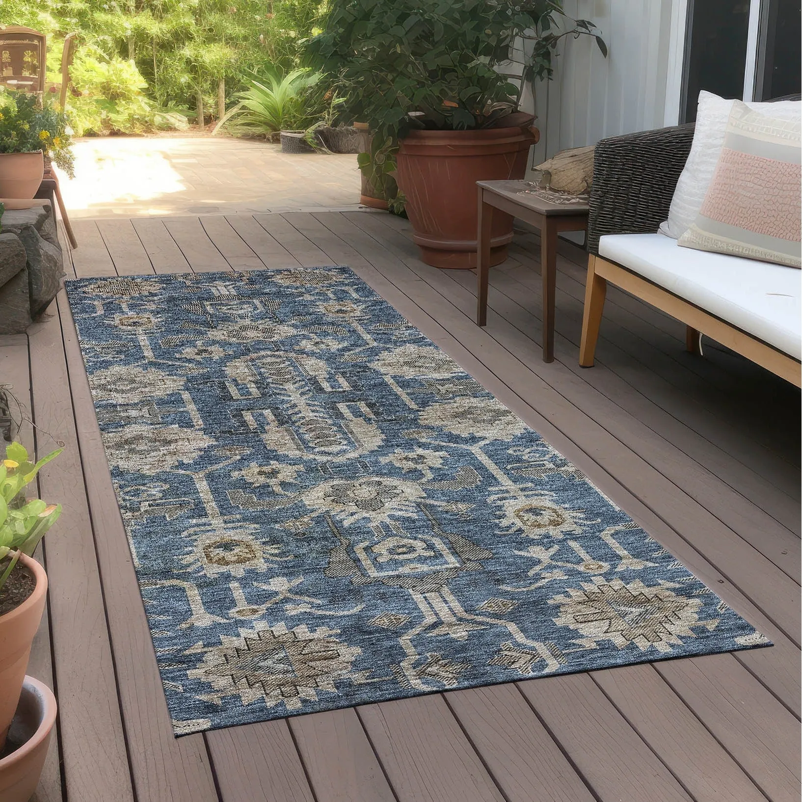 Machine Washable Indoor/ Outdoor Chantille Traditional Boho Rug