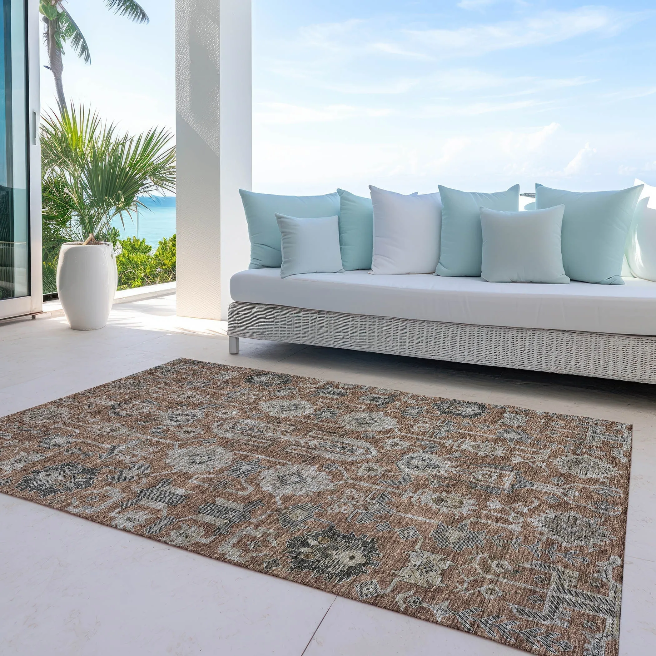 Machine Washable Indoor/ Outdoor Chantille Traditional Boho Rug