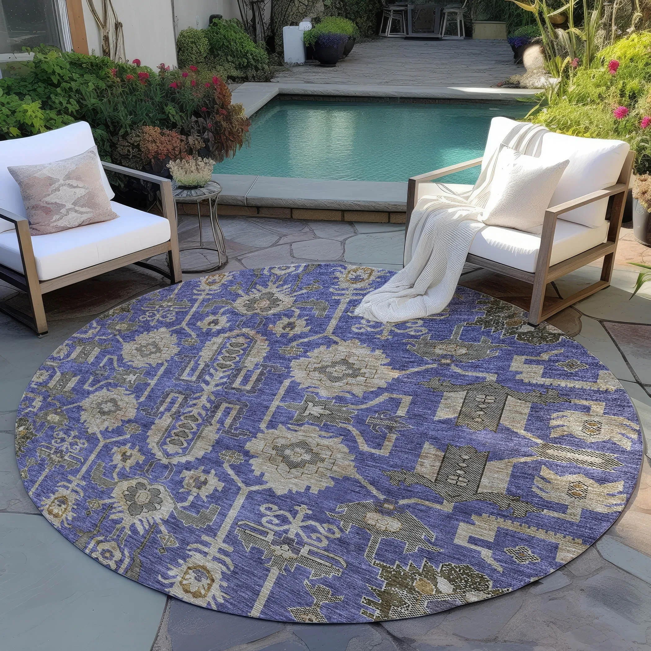 Machine Washable Indoor/ Outdoor Chantille Traditional Boho Rug
