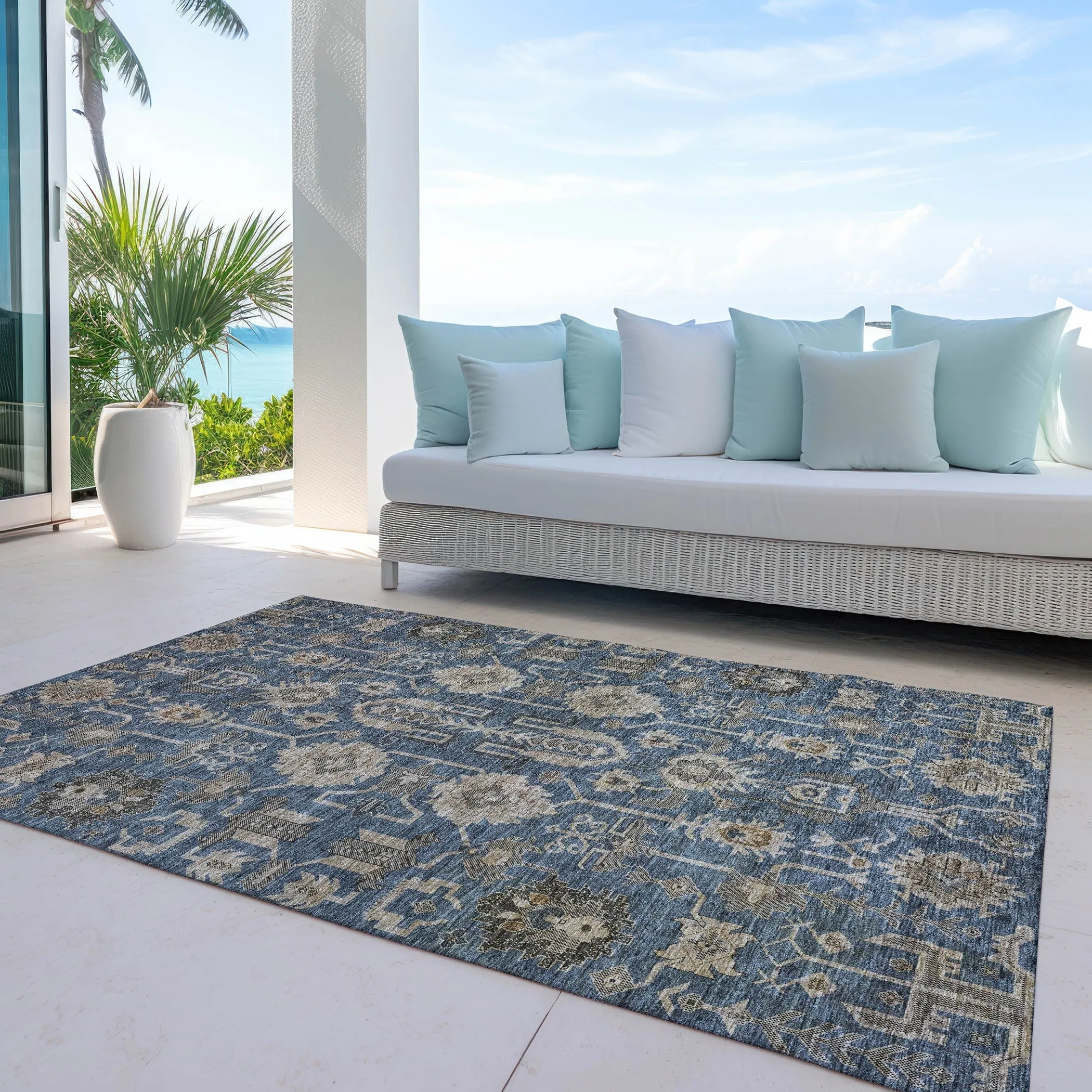 Machine Washable Indoor/ Outdoor Chantille Traditional Boho Rug