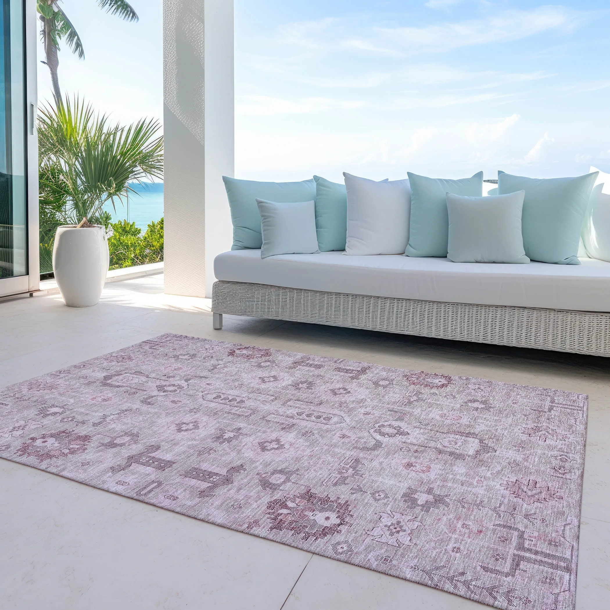 Machine Washable Indoor/ Outdoor Chantille Traditional Boho Rug